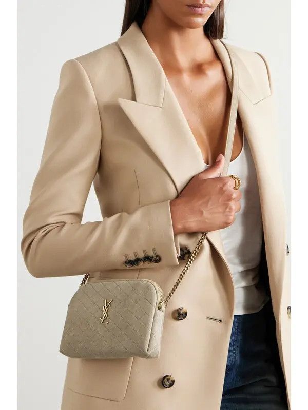 Saint Laurent Paris o1b1hav110225 Size: OS / Gaby Zipped Pouch in Quilted Suede Size ONE SIZE - 2 Thumbnail