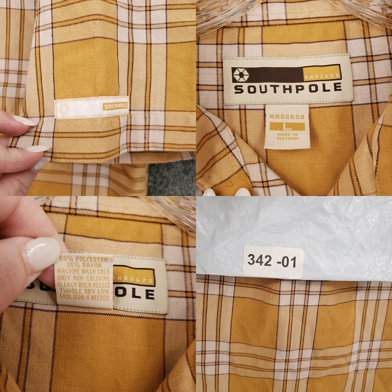 Southpole VINTAGE Southpole Button Up Shirt Mens L Large Yellow Plaid Short Sleeve Y2K Size US L / EU 52-54 / 3 - 8 Thumbnail