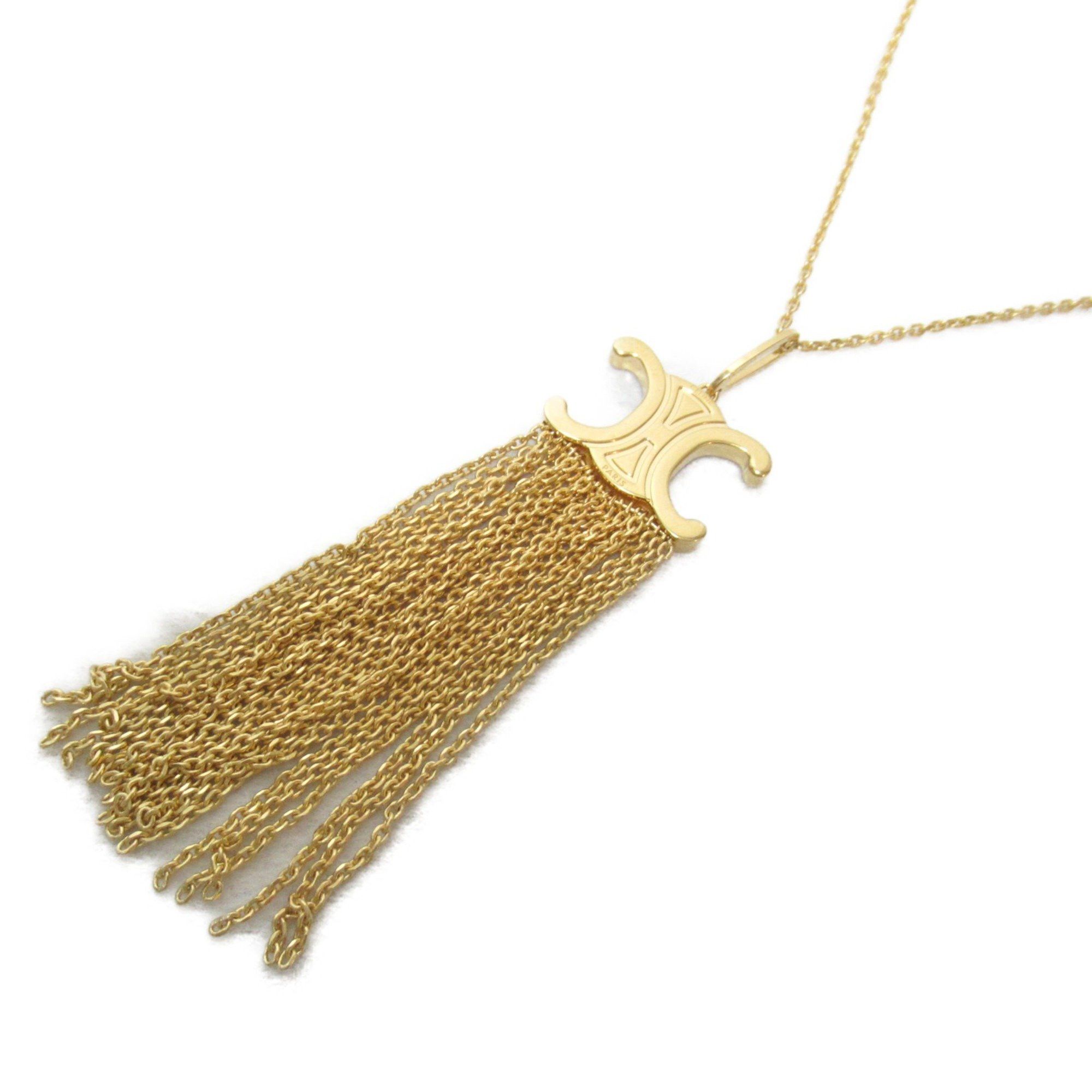 image of Celine Triomphe Folk Fringe Long Necklace Necklace Gold Nickel Gold, Women's