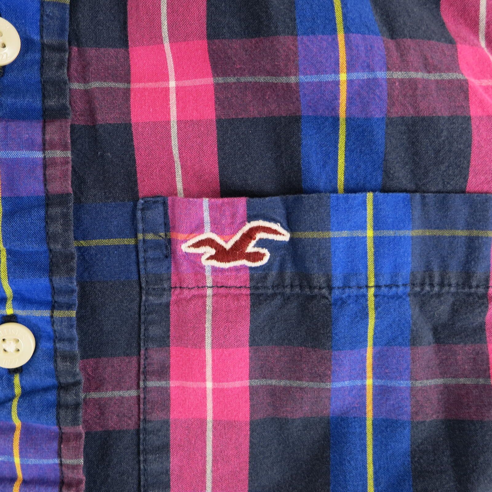 Hollister Hollister Men's Medium Blue and Pink Plaid Button-Up Shirt Size US M / EU 48-50 / 2 - 4 Thumbnail