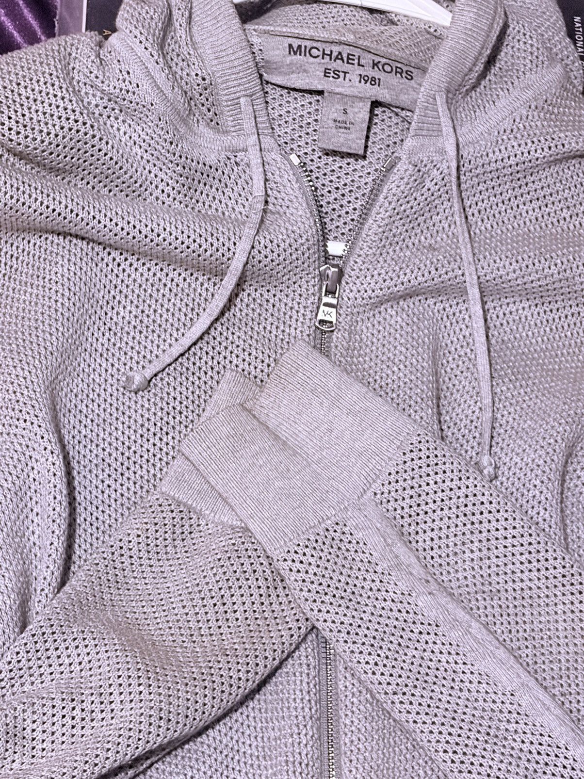 Michael Kors Michael Kors Waffle Knit Hoodie - Grey Size US S / EU 44-46 / 1 - 1 Thumbnail