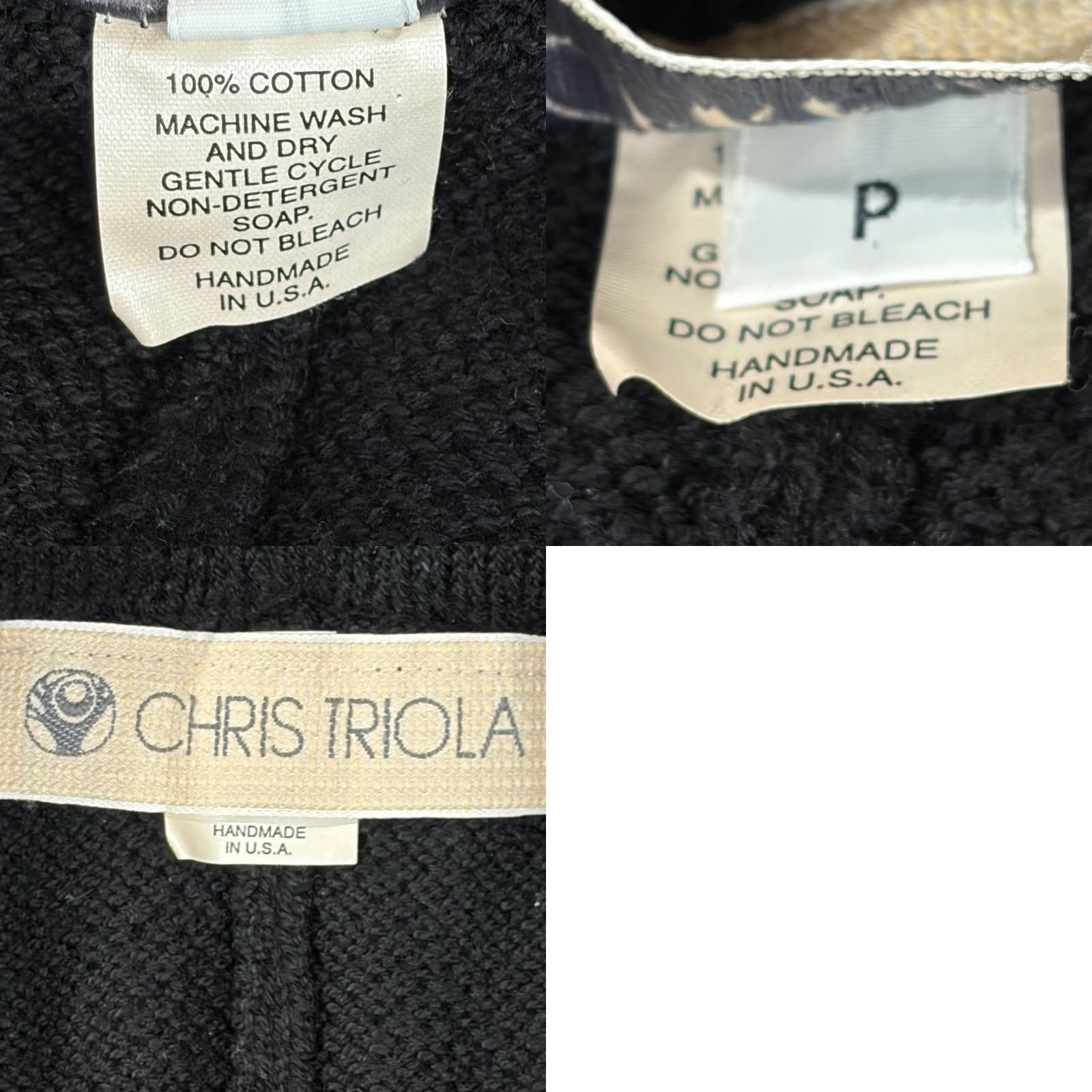 Vintage Chris Triola Black Cotton Knit Pants High Rise Straight Leg USA Made Women 29 Inseam 27.5 Dress Pants Knit Solid Black Front Flat Front Pull On Size 29" - 8 Thumbnail