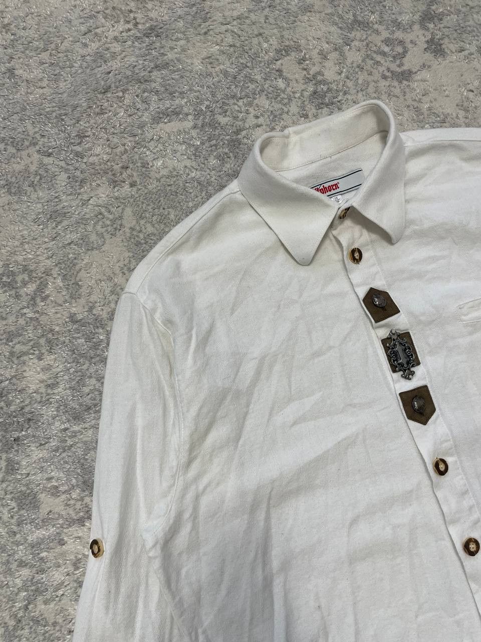 Other Alphorn Trachten Shirt Mens White Embroidered Folk Bavarian Size US L / EU 52-54 / 3 - 3 Thumbnail