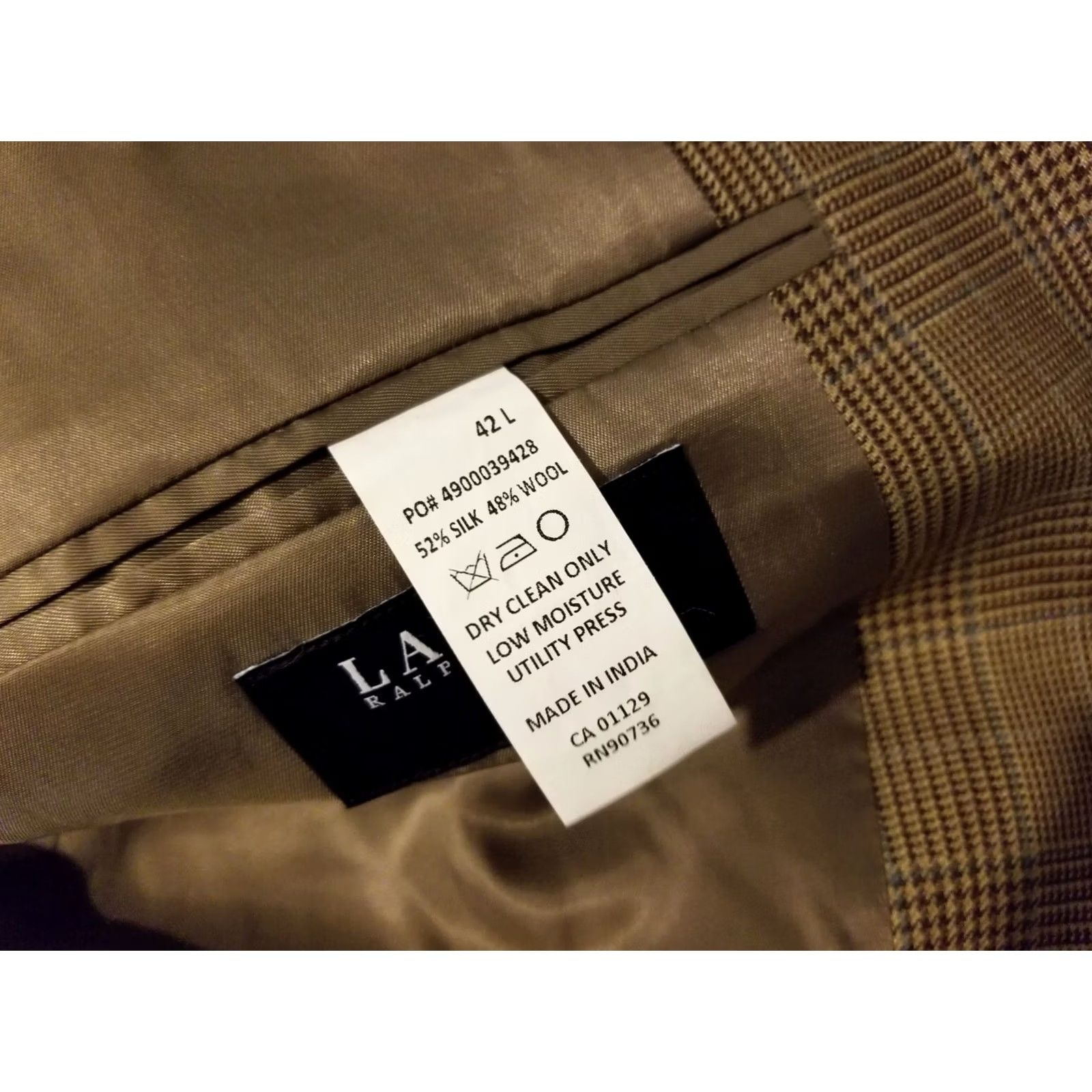 Polo Ralph Lauren Mens Polo Ralph Lauren Wool Silk Sports Jacket Blazer Khaki 42L Size US XL / EU 56 / 4 - 7 Thumbnail
