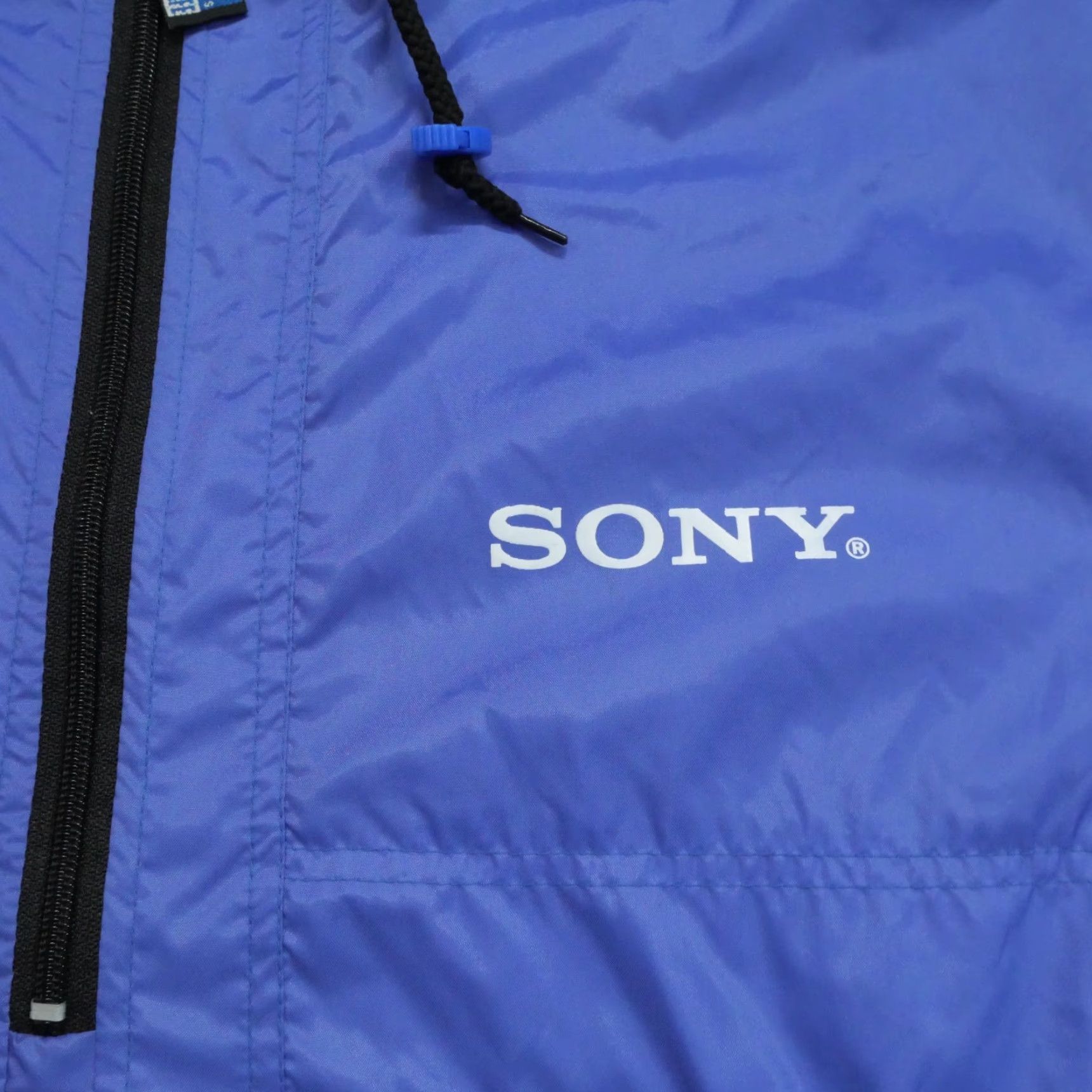 Sony VINTAGE Sony Handycam Jacket Windbreaker 90s Blue Purple Hooded Adult L Mens Jacket Size US L / EU 52-54 / 3 - 3 Thumbnail