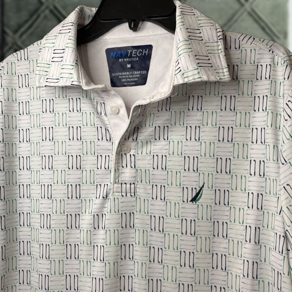Nautica Nautica Navtech Polo Shirt Golf AOP Sustainably Crafted Recycled Mens M Clubs Size US M / EU 48-50 / 2 - 1 Thumbnail