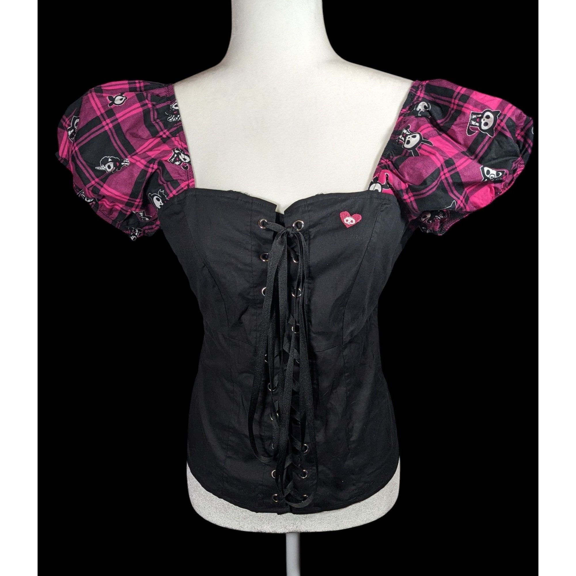 Other Skelanimals Gothic Laced Front Puff Sleeve Black And Magenta Size M / US 6-8 / IT 42-44 - 1 Thumbnail