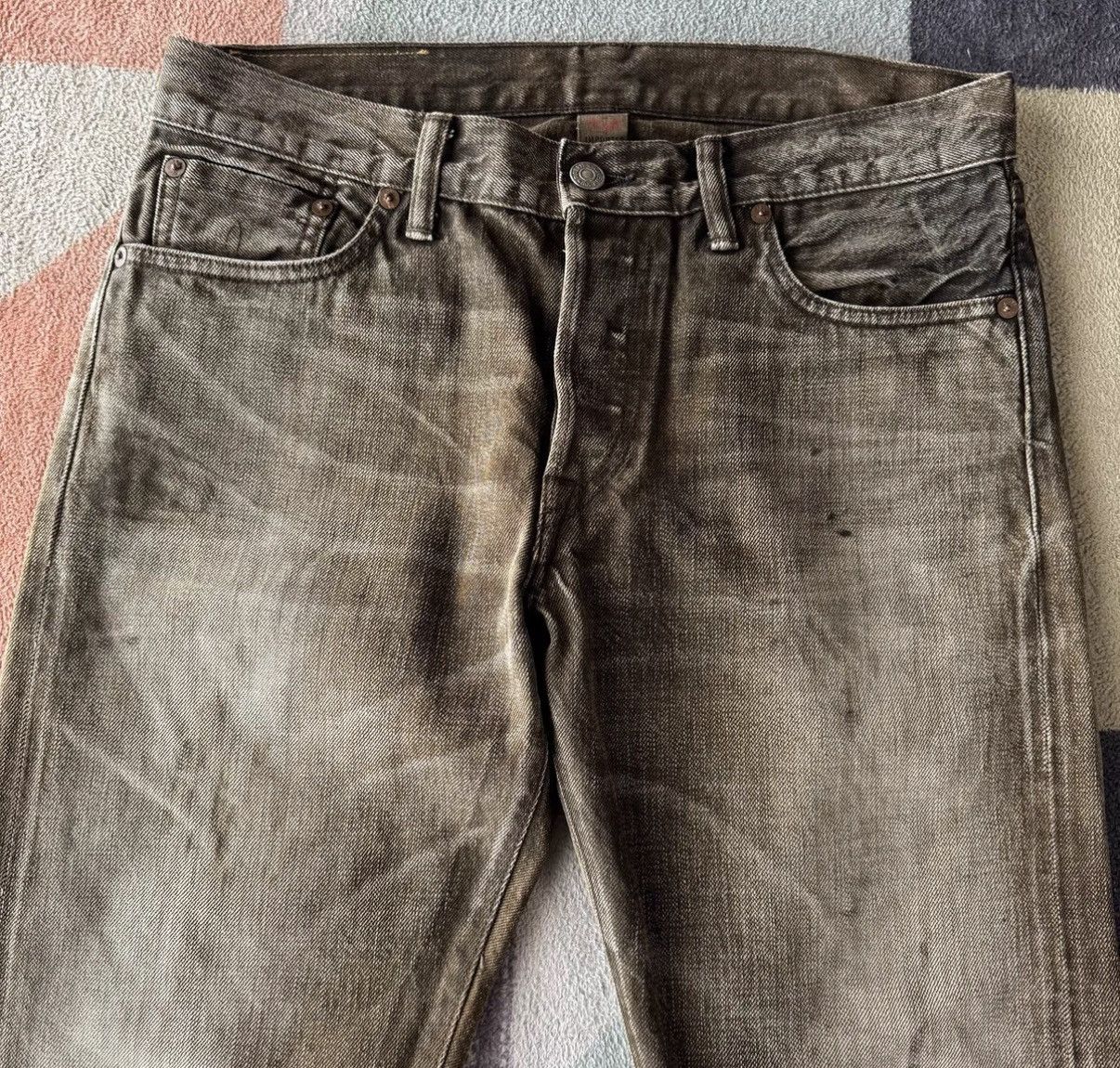 RRL Ralph Lauren RRL Ralph Lauren Double RL Brown Oil Stain Jeans K22 Size US 30 / EU 46 - 7 Thumbnail