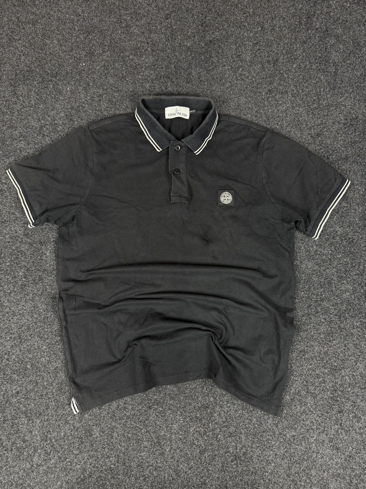 Stone island slim fit polo shirt black collared