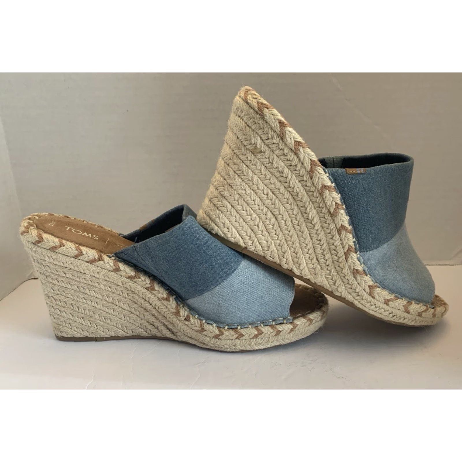 Toms TOMS Sandals Womens 9.5 Blue Wedge Heels Casual Slip-on Cloth Canvas Open Toe Breathable Comfort Vintage: No Women's Shoes Size US 10 / IT 40 - 5 Thumbnail
