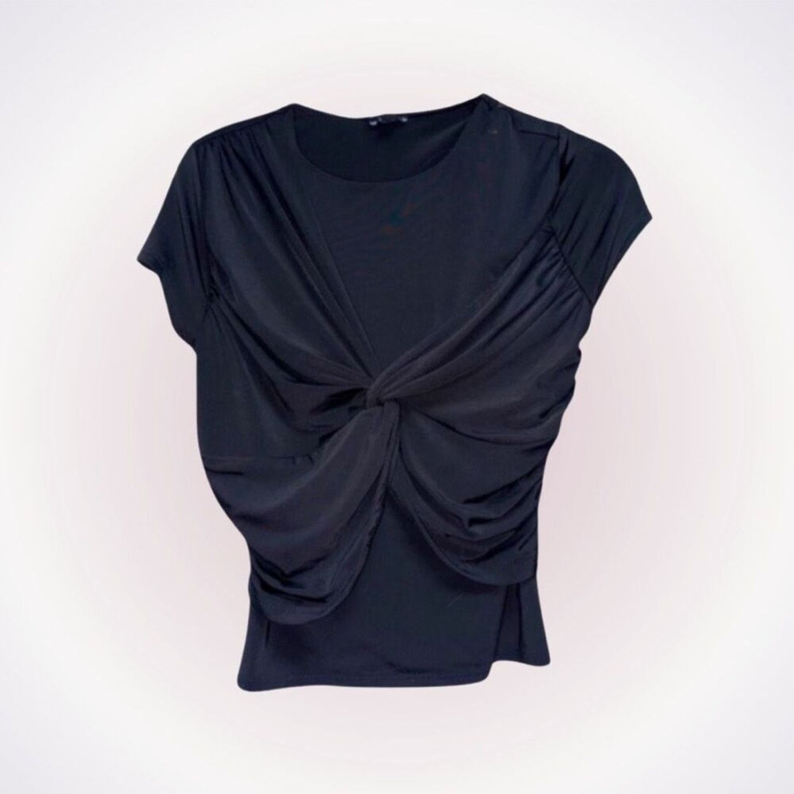 Express Express Black Knot Front High Neck Blouse | Sz S Size S / US 4 / IT 40 - 1 Thumbnail