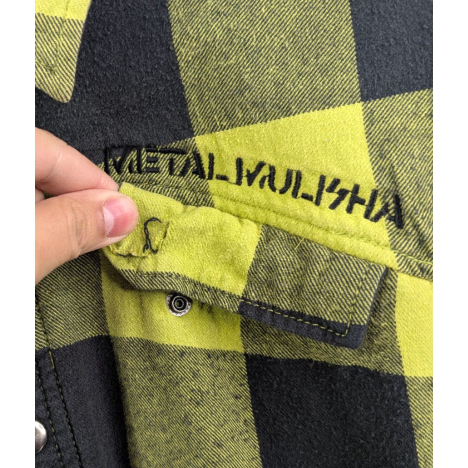 Metal Mulisha Metal Mulisha Snap Long Sleeve Plaid Shacket Yellow XL Cotton Flannel Heavyweight Pockets Casual Workwear Mens Size US XL / EU 56 / 4 - 4 Thumbnail