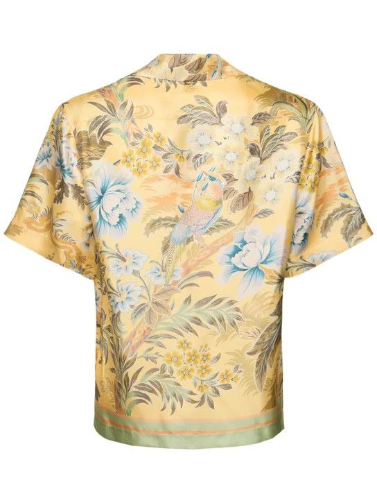 Etro o1lsvrm0425 Printed Silk Short Sleeve Shirt in Yellow Size US M / EU 48-50 / 2 - 5 Thumbnail