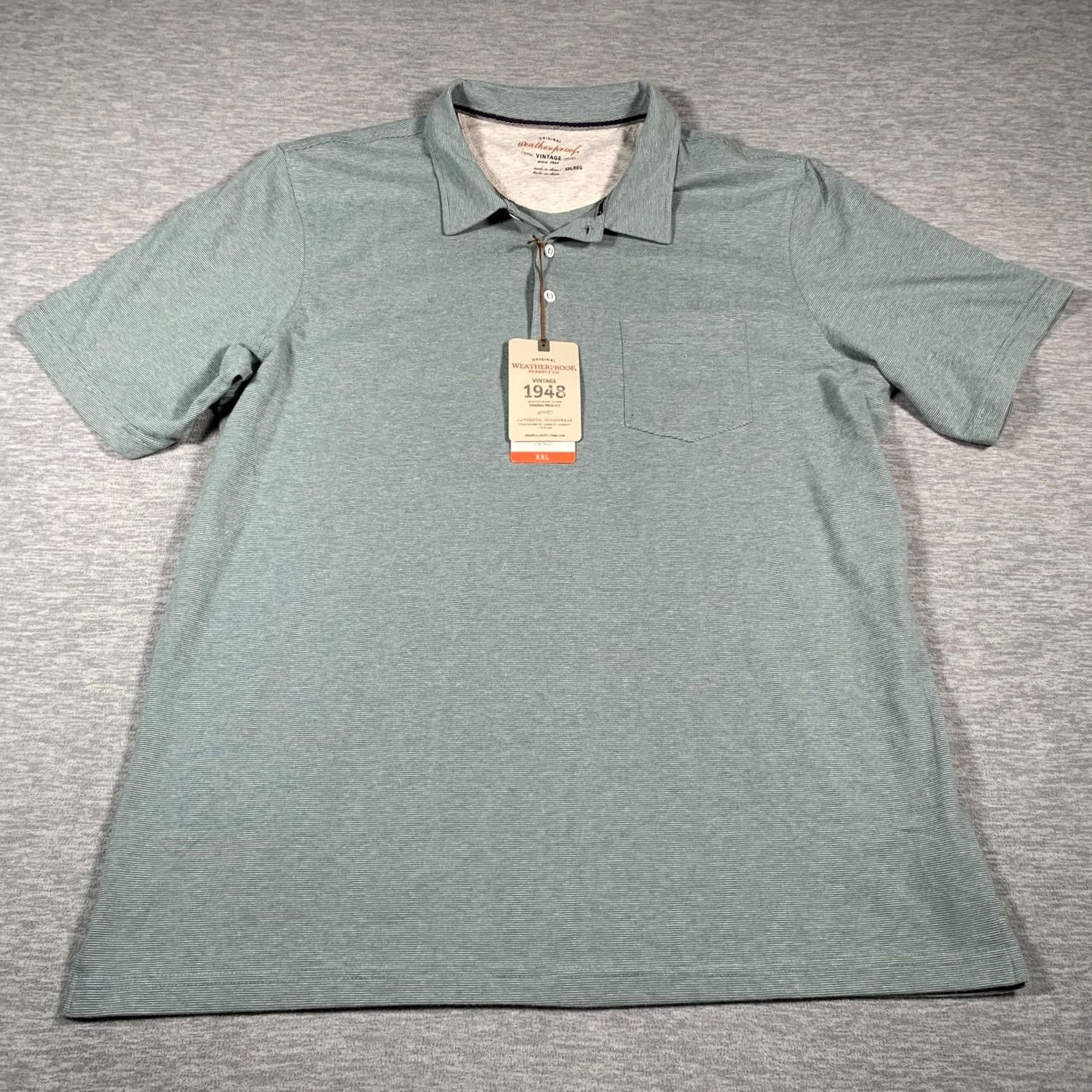 Weatherproof VINTAGE Weatherproof Polo Shirt Mens 2XL Green Heather Cotton Polyester Pocket Short Sleeve Casual 1948 Size US XXL / EU 58 / 5 - 2 Thumbnail