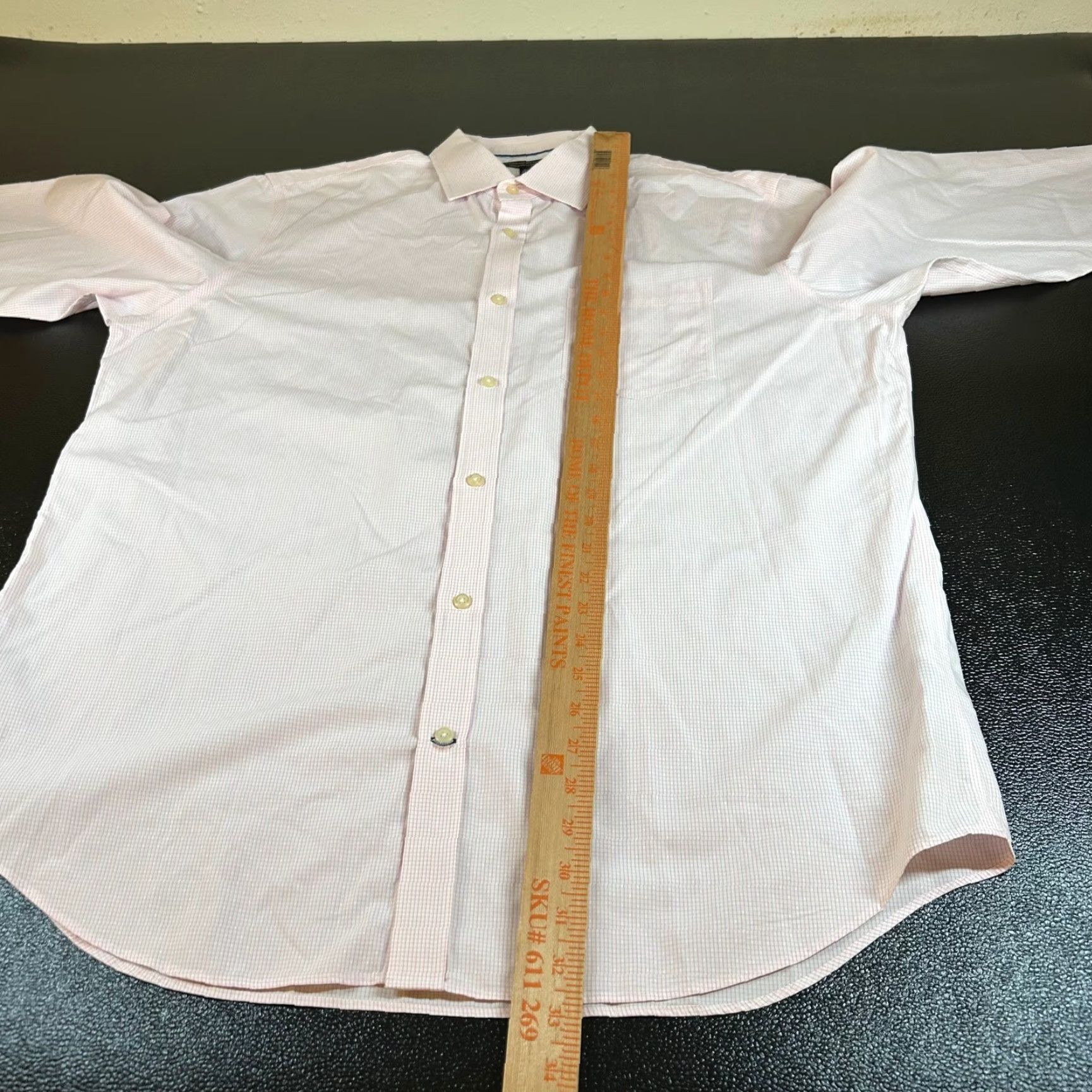 Banana Republic VINTAGE Banana Republic Dress Shirt Pink Check Mens XL Non-Iron Classic Fit Button-Up Long Sleeve Size 46R - 7 Thumbnail