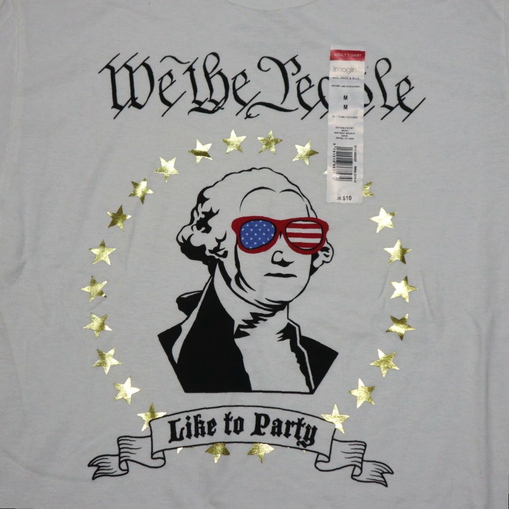 Vintage NEW We The People Like to Party George Washington White Size M Medium NEW T-Shirt Women Modern Lux Cotton Blend Round Neck Short Sleeve Size M / US 6-8 / IT 42-44 - 2 Thumbnail