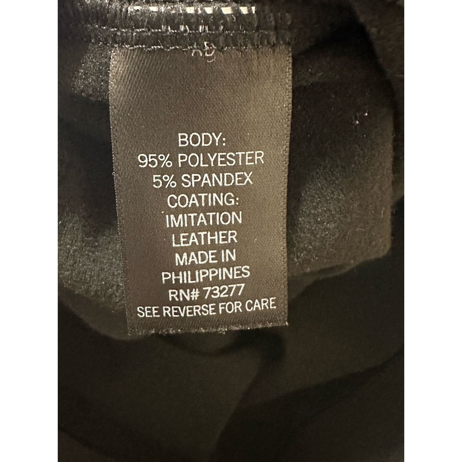 Vera Wang Simply Vera black faux leather pull on pants size Large Size 35" - 4 Thumbnail