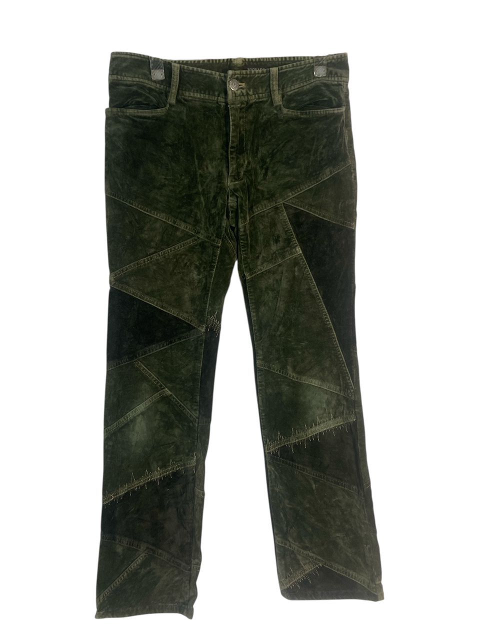 Tornado Mart Tornado mart femme velvet patchwork pants size 29-30 Size 29" - 2 Thumbnail