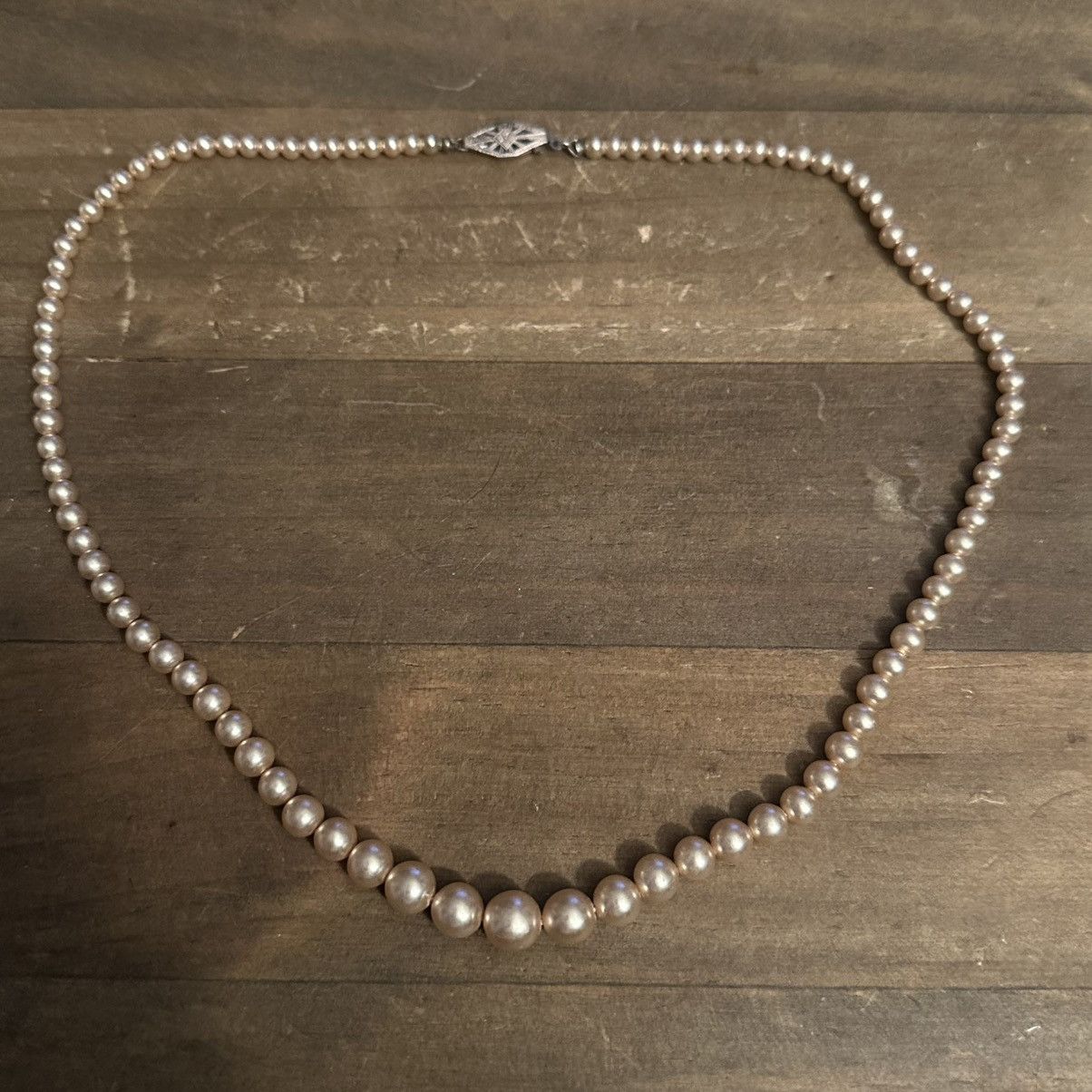 Vintage Vintage faux pearl necklace with sterling clasp Size ONE SIZE - 2 Thumbnail