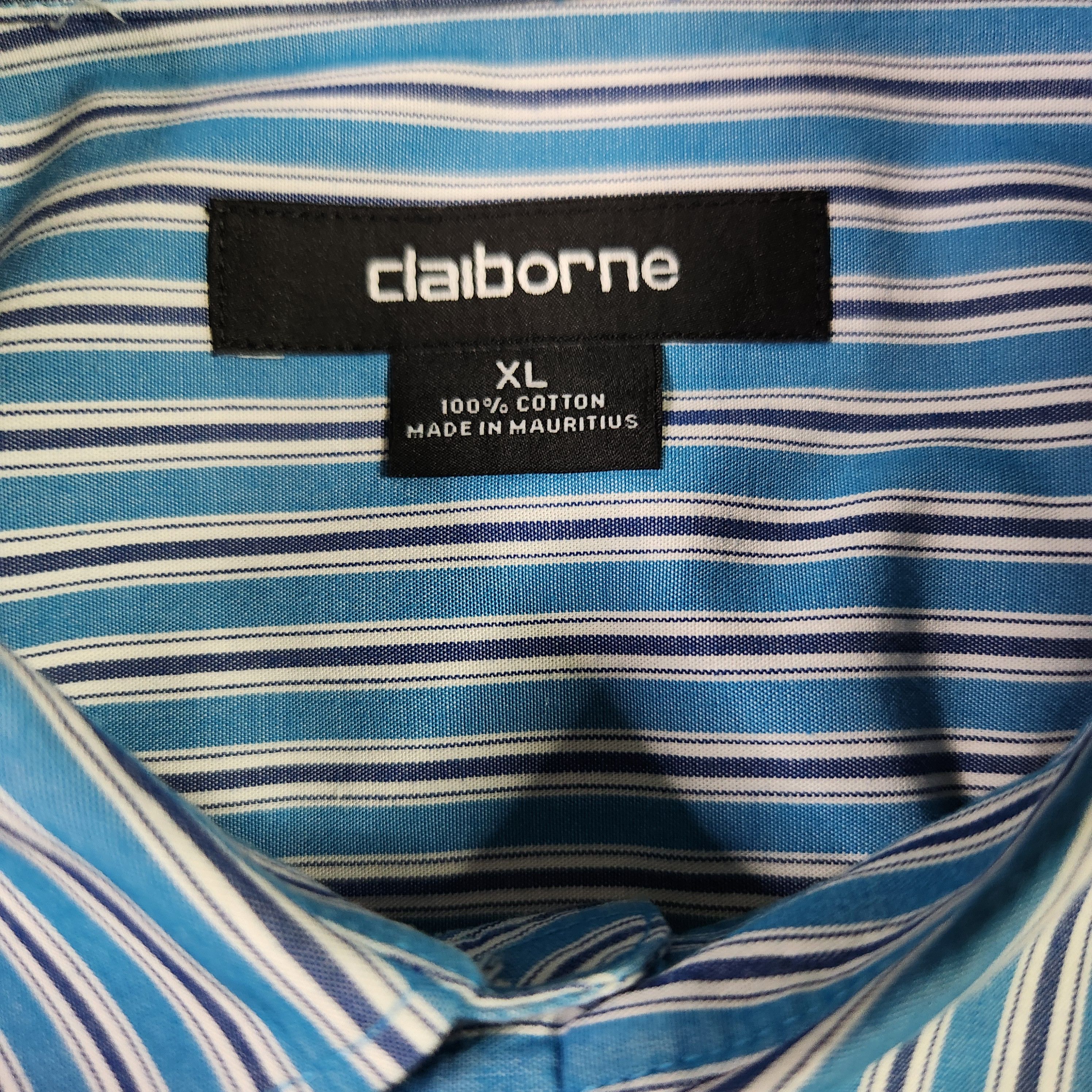 Liz Claiborne Claiborne VINTAGE Striped Shirt XL Blue Short Sleeve Button Size US XL / EU 56 / 4 - 5 Thumbnail