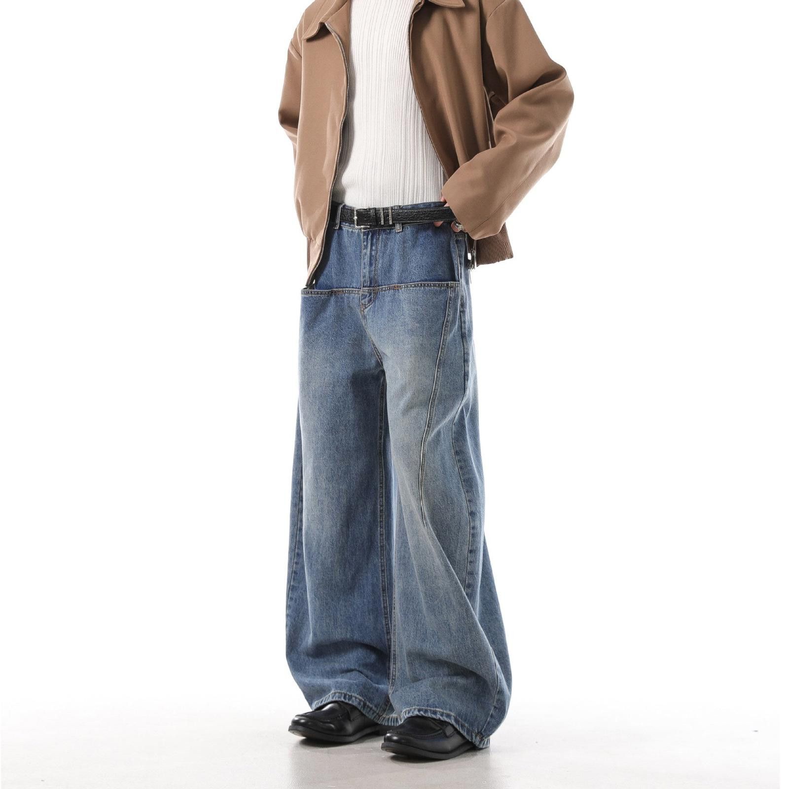 Vintage Dark Blue Baggy Wide Leg Denim Jeans, Relaxed Fit Jeans Size US 33 - 6 Thumbnail
