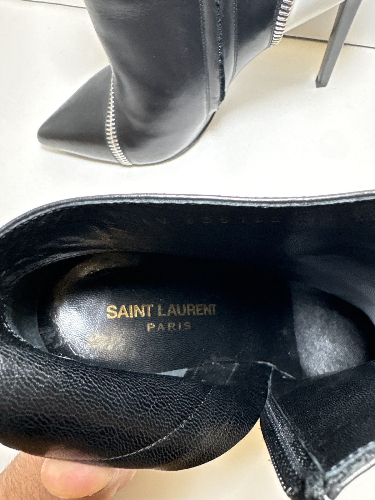 Saint Laurent Paris Saint Laurent Janis Zip Ankle Boots Black White Leather AUTH Size US 9 / IT 39 - 8 Thumbnail