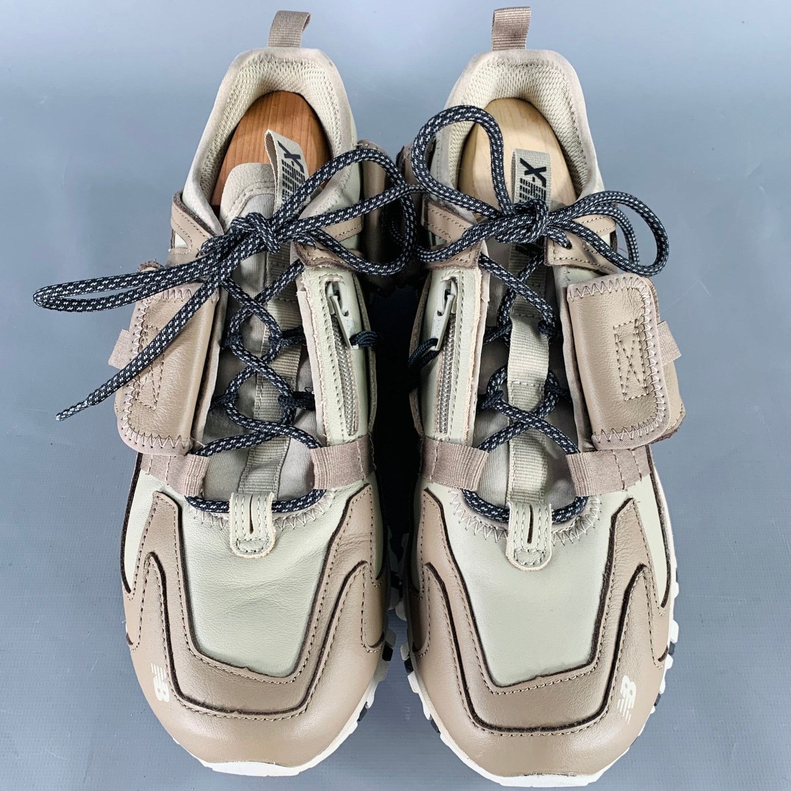New Balance 10.5 X-RACER Grey Tan Color Block Leather Lace Up Sneakers Size US 10.5 / EU 43-44 - 4 Thumbnail