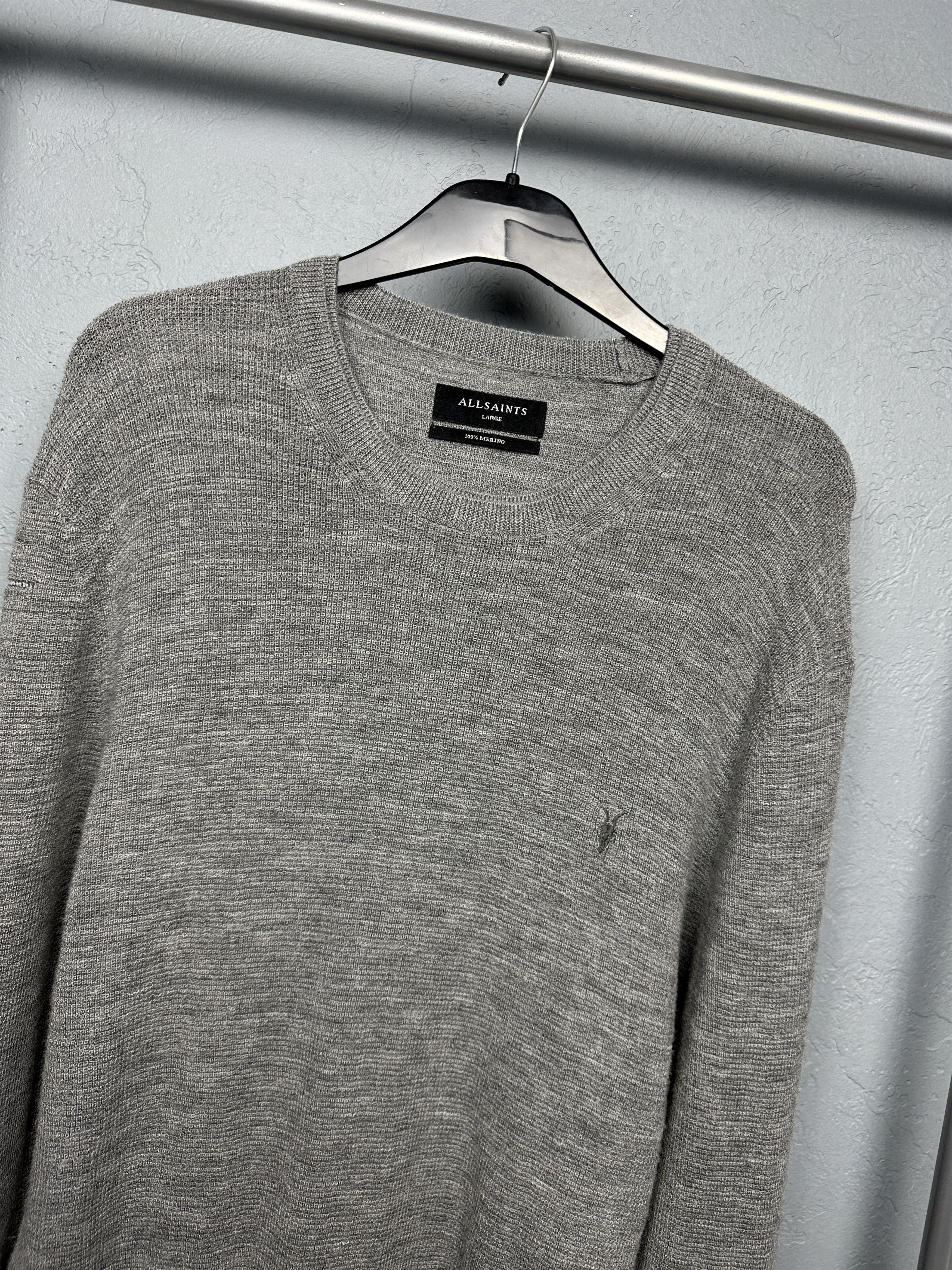 Allsaints AllSaints Mens Ivar Merino Wool Crew Neck Sweater Size US L / EU 52-54 / 3 - 2 Thumbnail