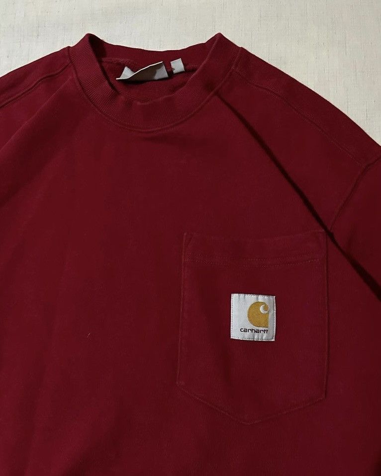 Carhartt × Carhartt Wip Carhartt WIP Burgundy Heavyweight Pocket Crewneck Sweater Size US M / EU 48-50 / 2 - 2 Thumbnail