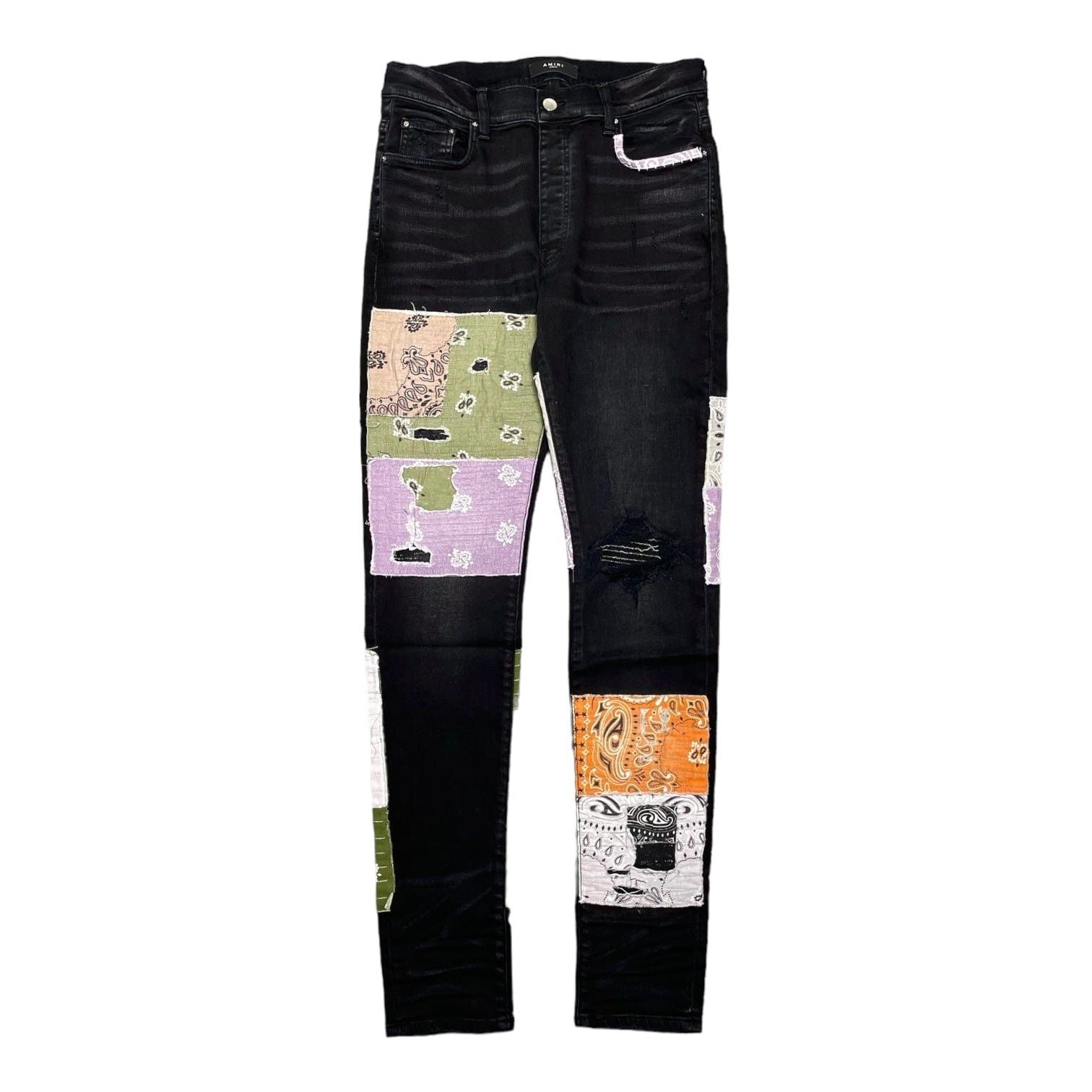 Amiri Bandana Art Patch Jeans Aged Black