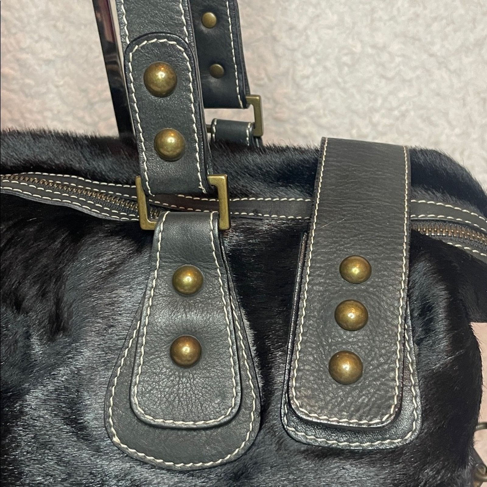 Other Guia’s Y2K Calf Hair Studded Tote Bag Black Size ONE SIZE - 3 Thumbnail