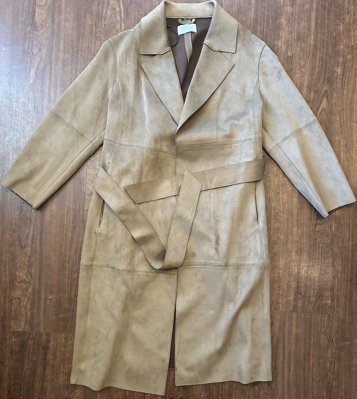 H&M H&M Women’s Faux Suede Coat Long XS Dark Beige Light Brown Size XS / US 0-2 / IT 36-38 - 1 Thumbnail