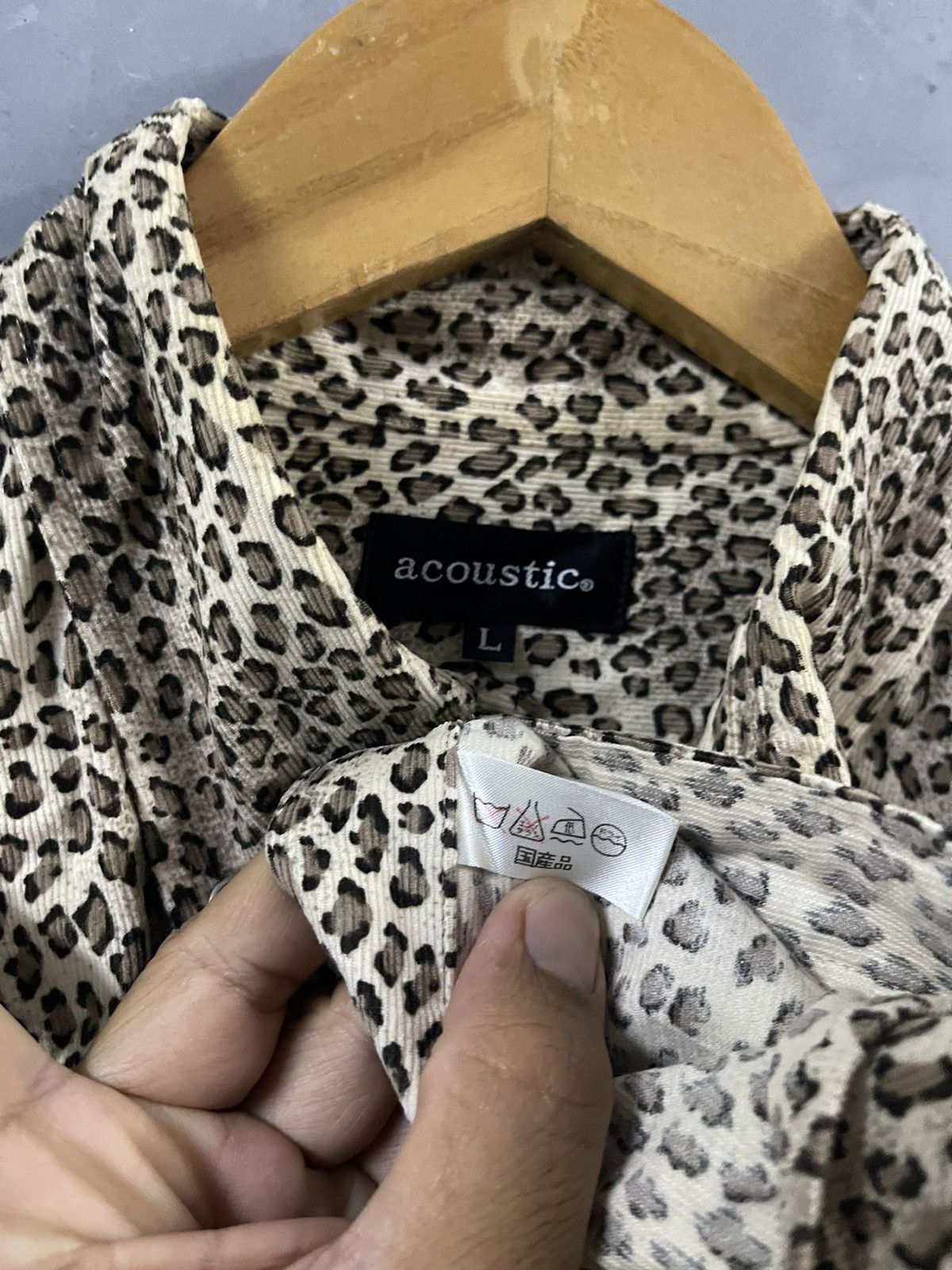 Japanese Brand ACOUSTIC - Vintage Leopard Printed Shirt Size US L / EU 52-54 / 3 - 7 Thumbnail