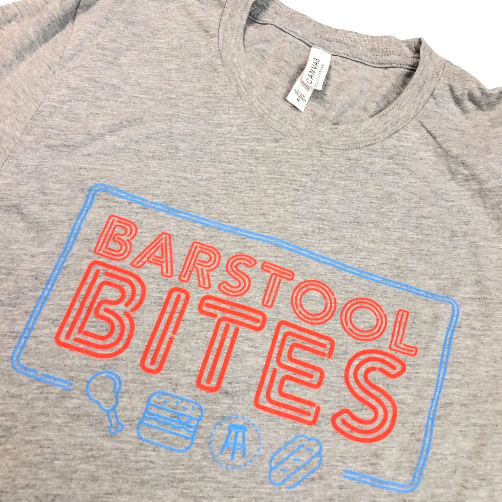 Vintage Barstool Bites Graphic T-Shirt Men's Medium Gray 100% Polyester Short Sleeve Size US M / EU 48-50 / 2 - 2 Thumbnail