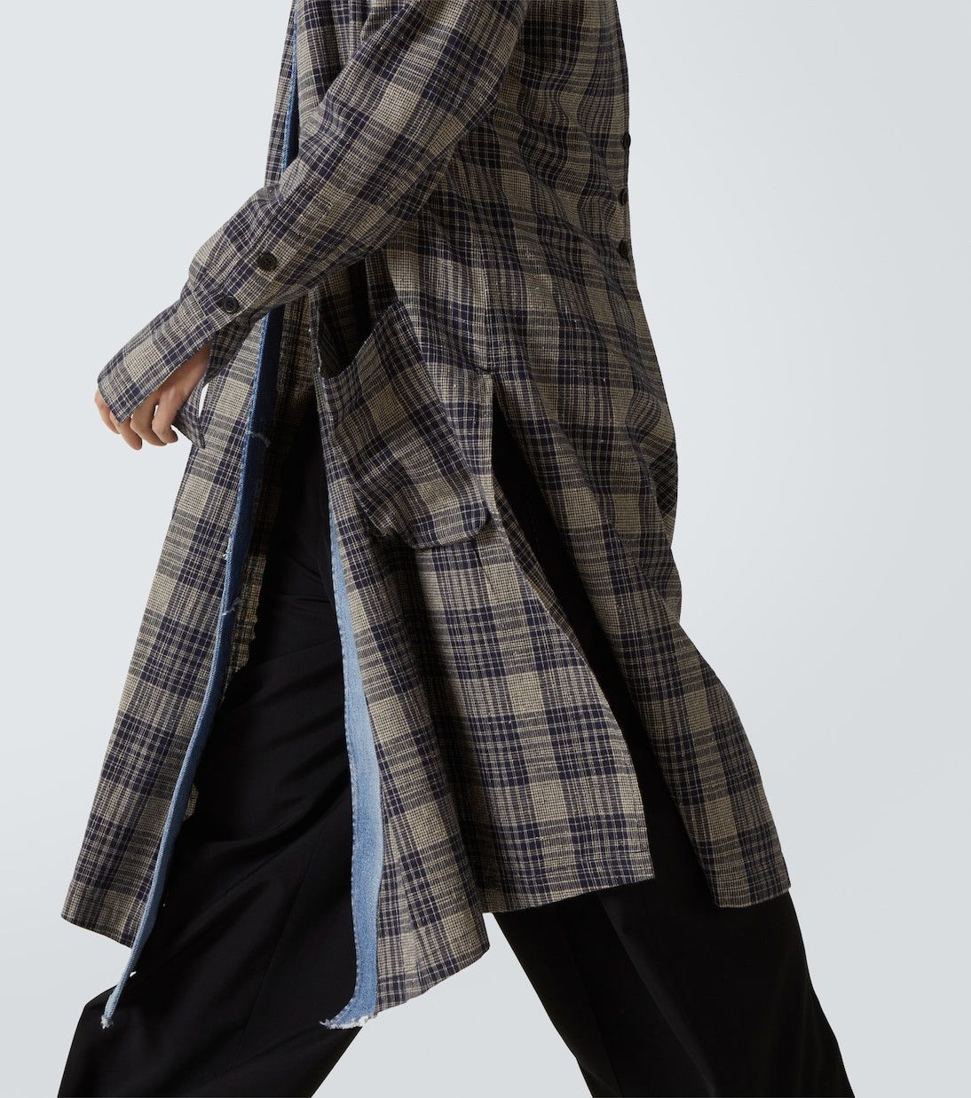 Greg Lauren $1600 Greg Lauren Plaid Denim-Trim Long GL1 kimono robe Size US XXL / EU 58 / 5 - 5 Thumbnail