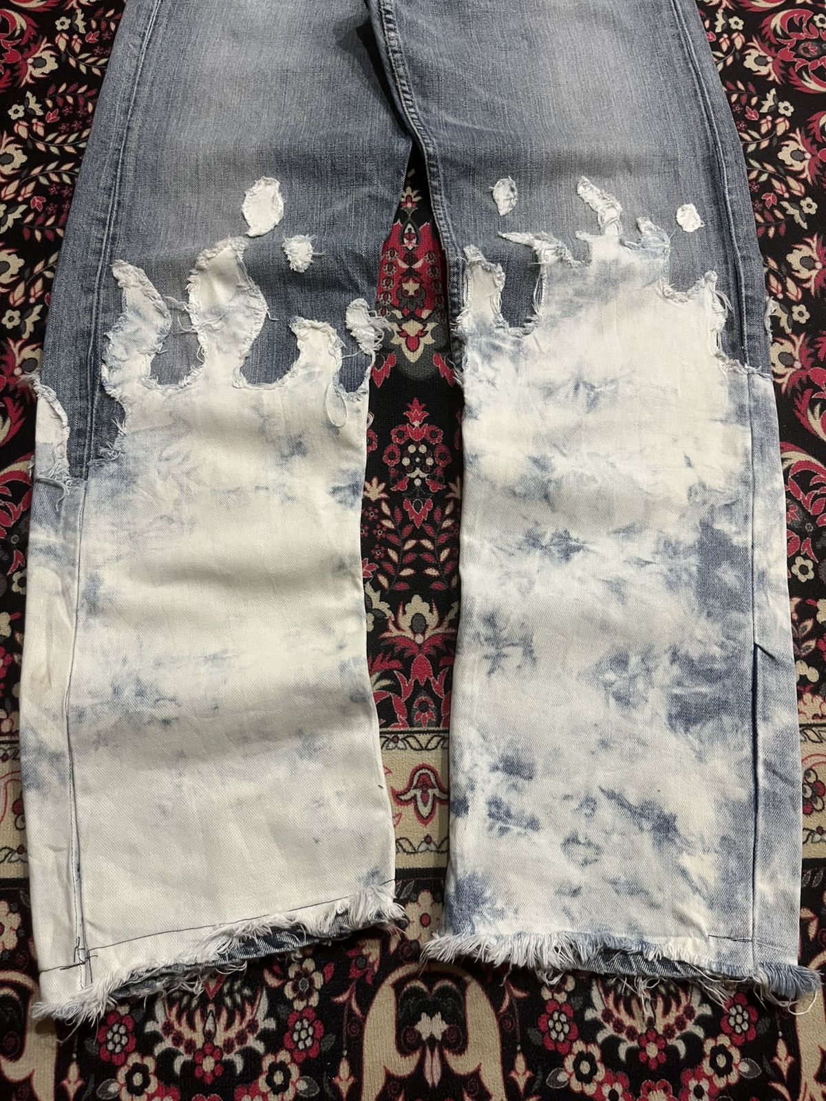 Levi's Vintage Levi’s 503 Reworked White Bleached Flames Jeans Size US 34 / EU 50 - 9 Thumbnail