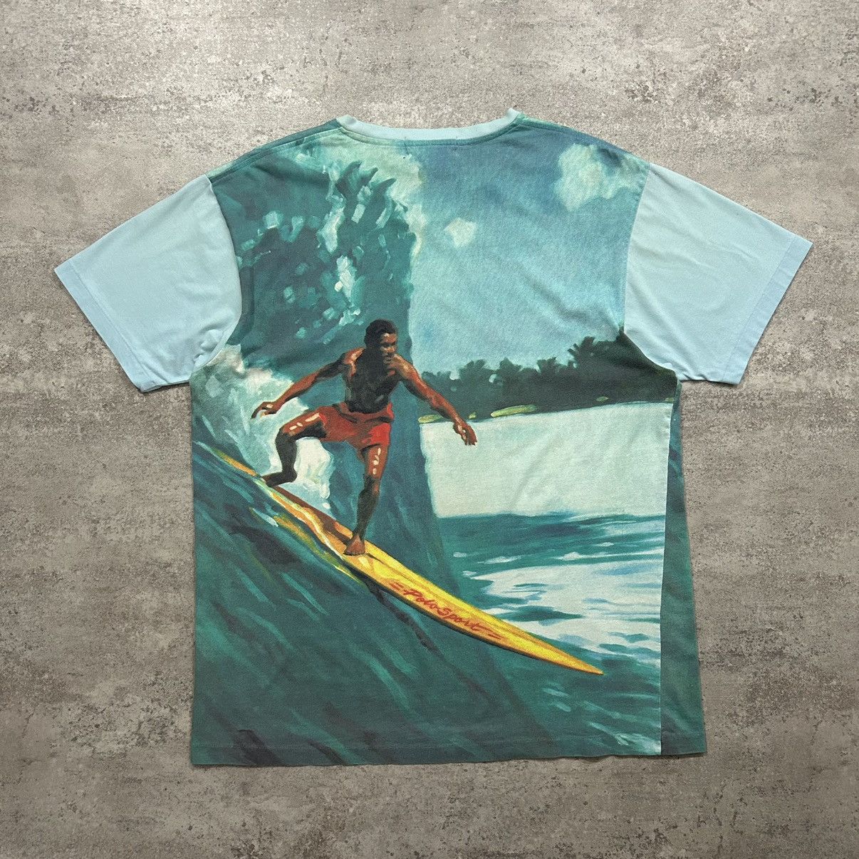 Polo Ralph Lauren × Vintage VTG POLO SPORT RALPH LAUREN SURFING AOP SPORTSMAN T-SHIRT Size US L / EU 52-54 / 3 - 2 Thumbnail