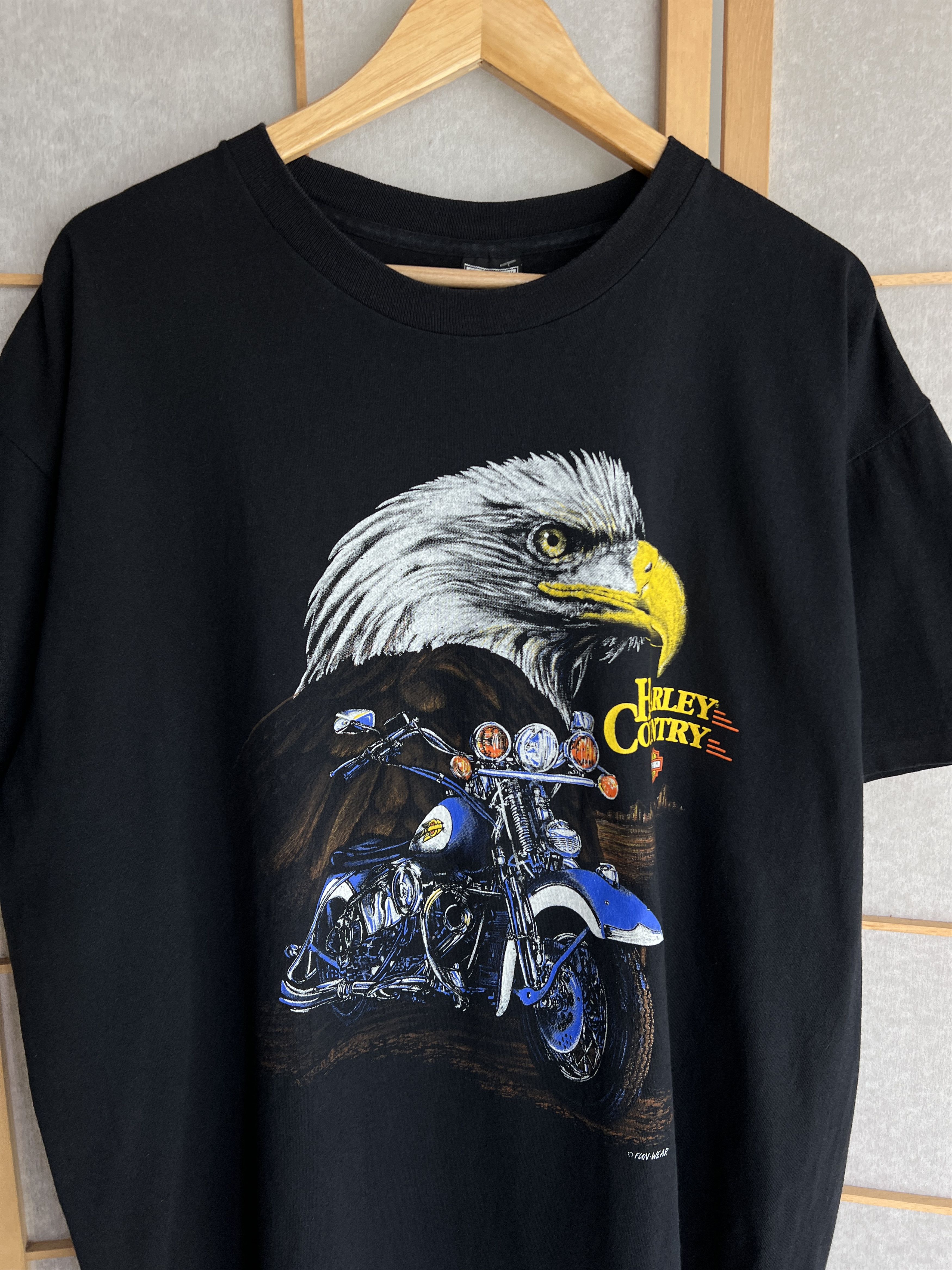 Harley Davidson Rare! HD 1990s USA Fun wear eagle t shirt single stitch tee Size US XL / EU 56 / 4 - 5 Thumbnail