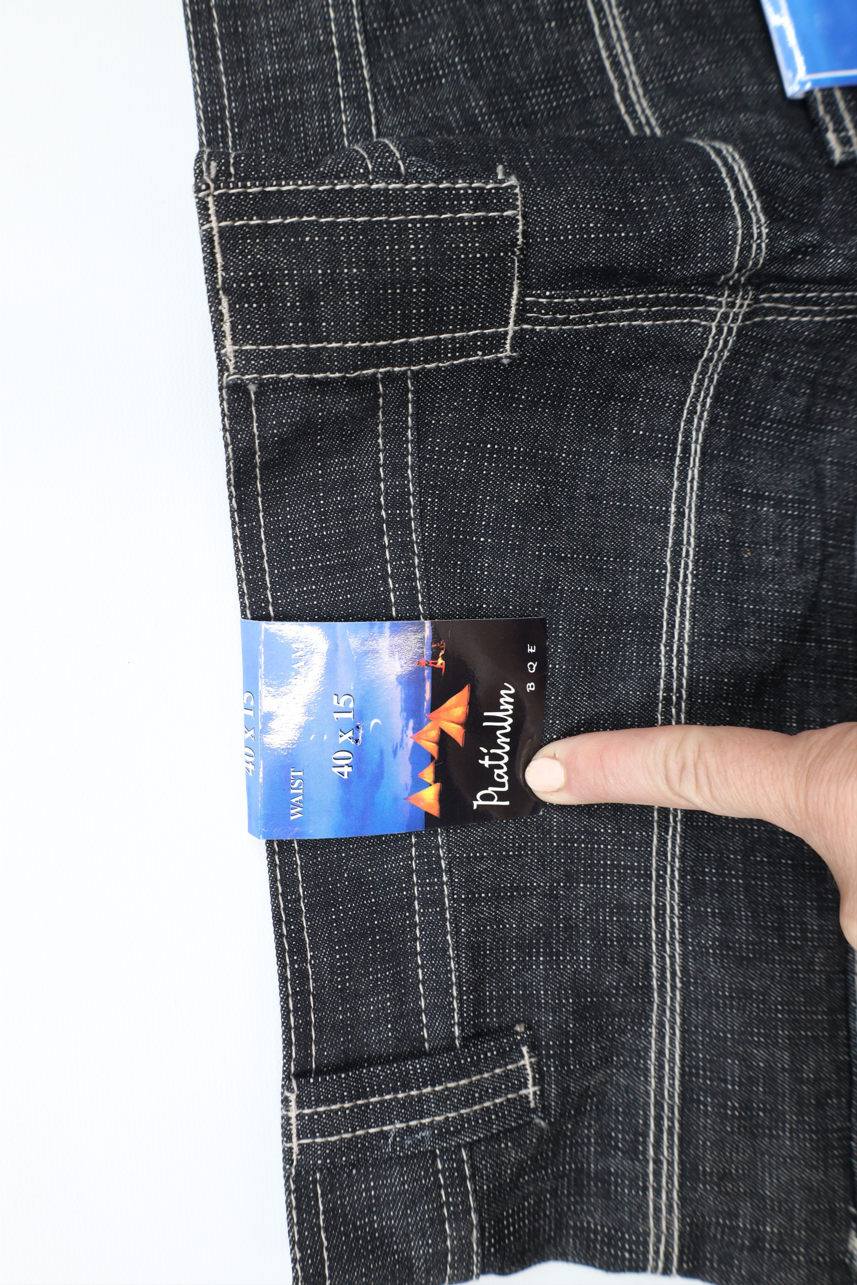 Vintage Deadstock Vintage 90s Y2K Streetwear Fit Denim Shorts Black Size US 40 / EU 56 - 13 Thumbnail