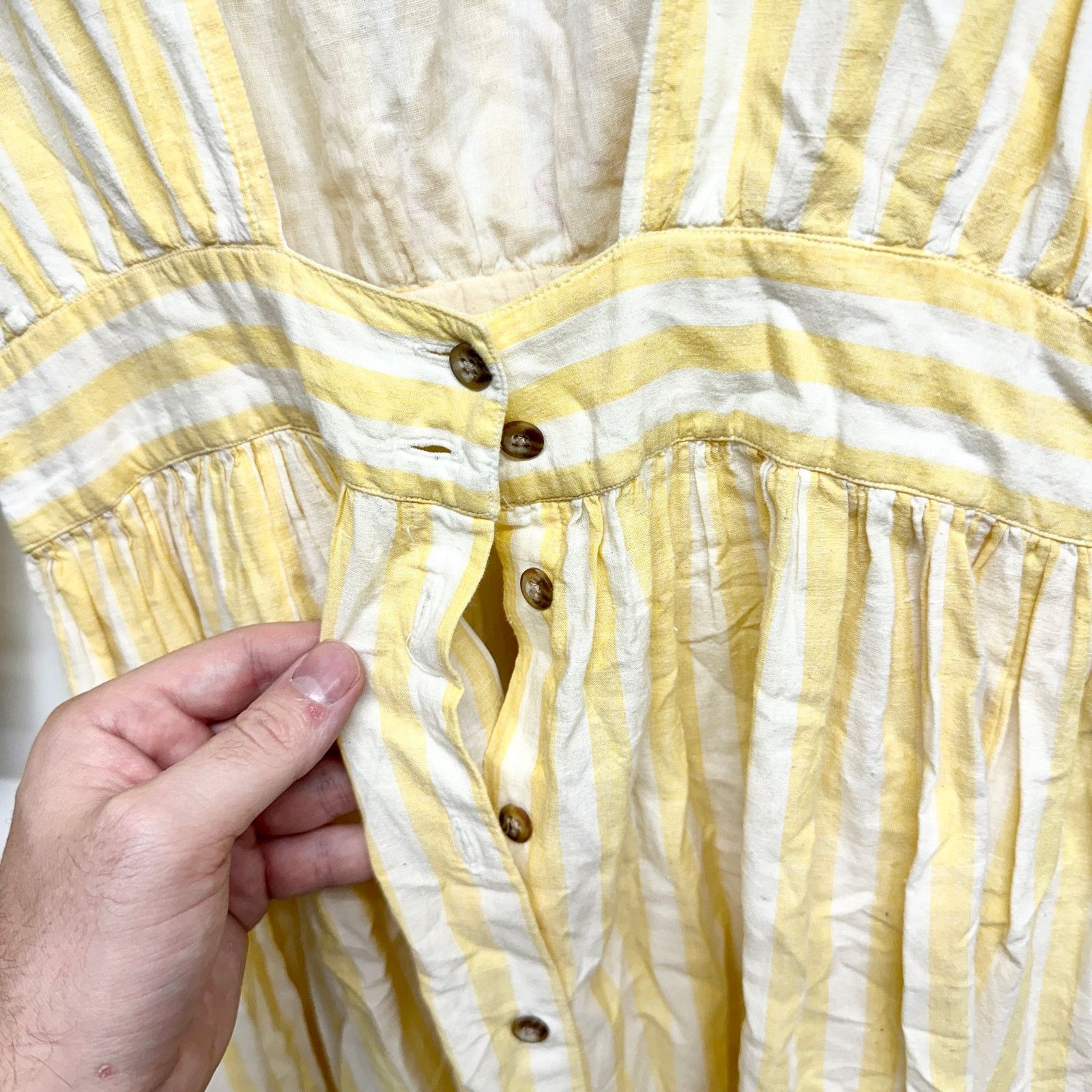 Vintage Vintage Allen Solly Cottagecore Cotton Yellow Maxi Dress Size M / US 6-8 / IT 42-44 - 4 Thumbnail