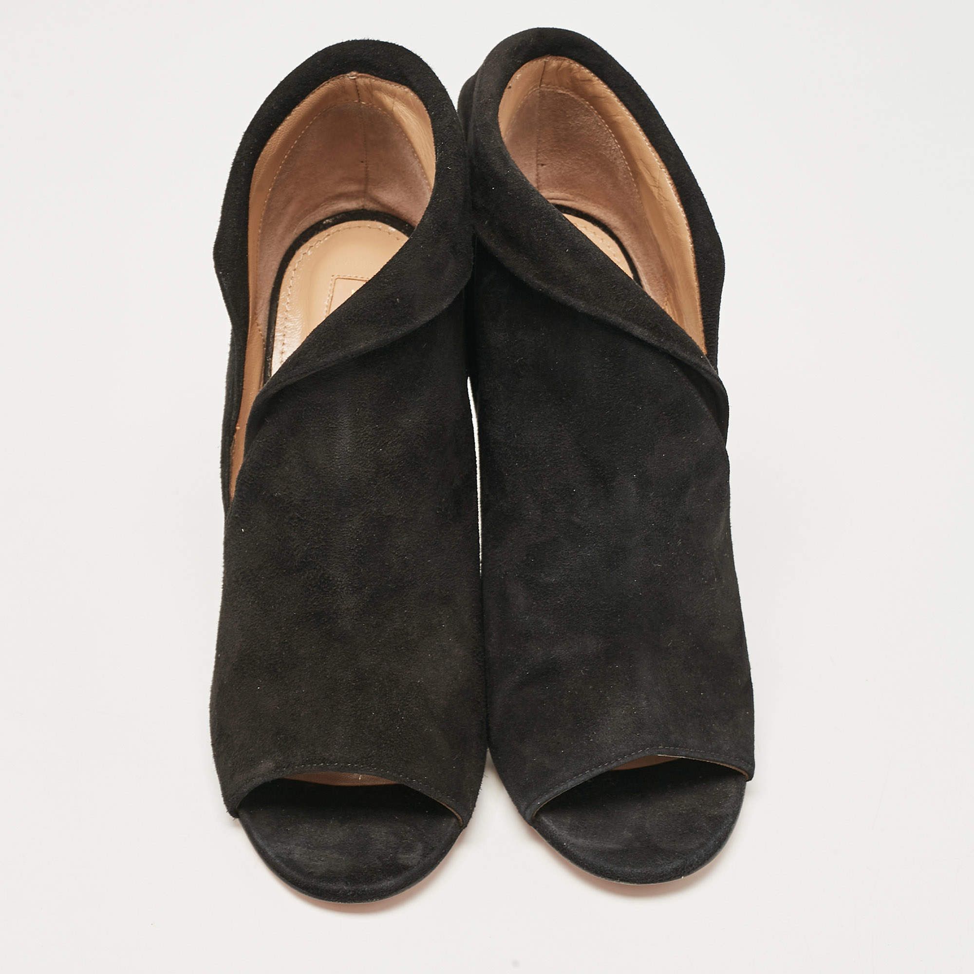 Aquazzura o1y0625 Suede Ankle Boots in Black Size US 6.5 / IT 36.5 - 3 Thumbnail