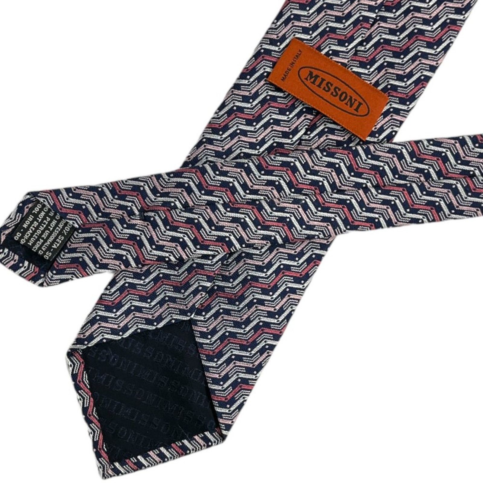 Missoni Missoni Men's 100% Silk Tie Diagonal Chevron Stripe Necktie Size ONE SIZE - 2 Thumbnail