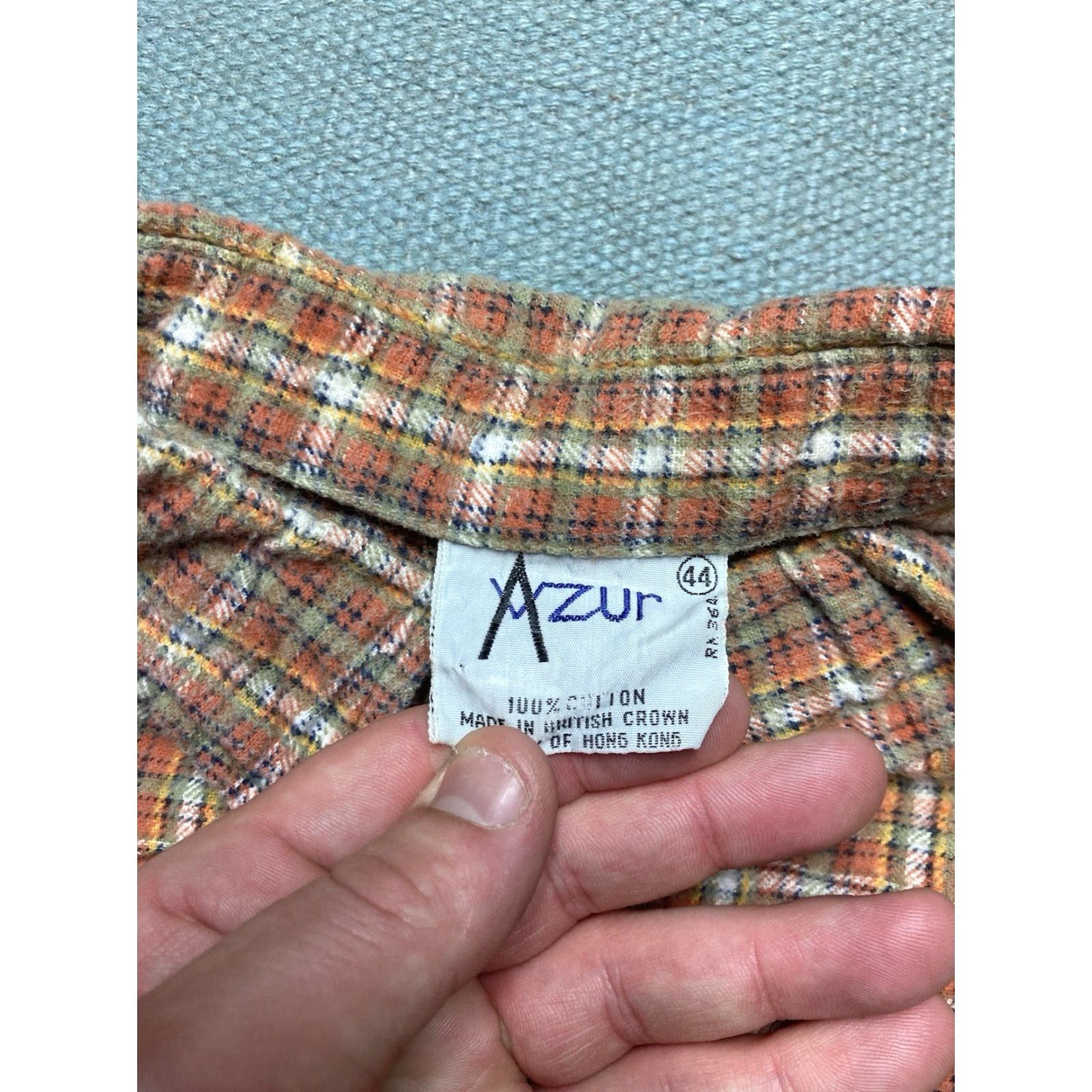 Vintage VINTAGE 80s AZUR Flannel Shirt Plaid Orange Women’s 44 Button-Up Cotton Brushed Size M / US 6-8 / IT 42-44 - 4 Thumbnail