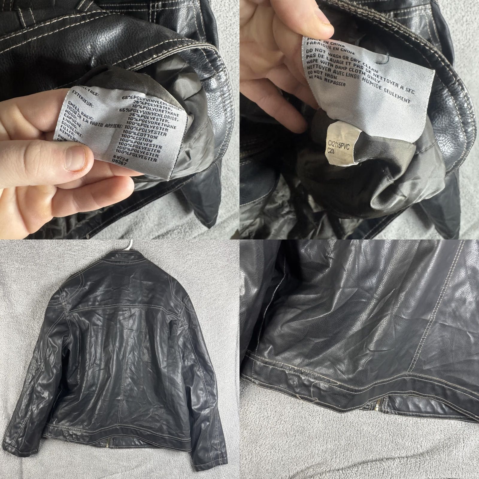 Vintage Columbia Jacket Mens XL Black Faux Leather Moto Full Zip Biker Casual Pockets Size US XL / EU 56 / 4 - 9 Thumbnail