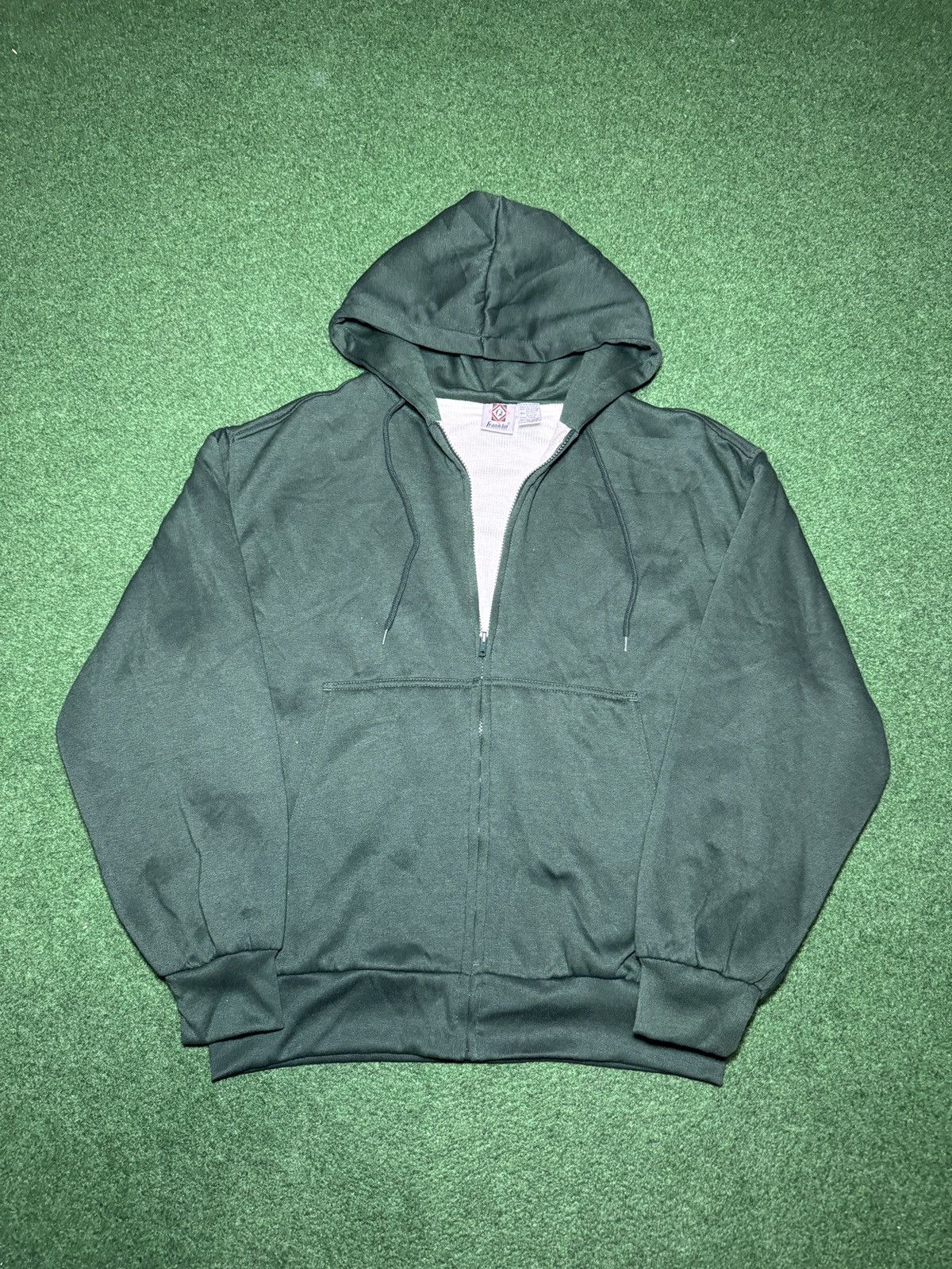 Vintage Full Zip Thermal Lined XL Boxy Skater Grunge Green Hoodie Size US XL / EU 56 / 4 - 1 Thumbnail