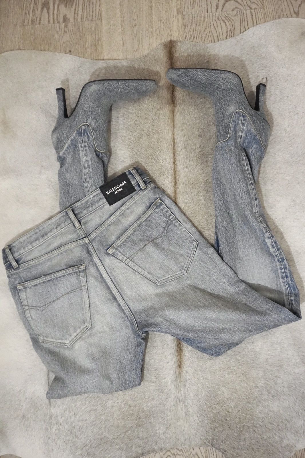 image of Balenciaga Jean Heels in Blue, Women's (Size 28)