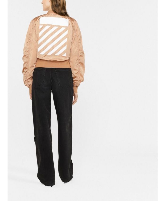 Off-White o1gr1nt1124 Diag Bomber Jacket in Brown Size M / US 6-8 / IT 42-44 - 3 Thumbnail