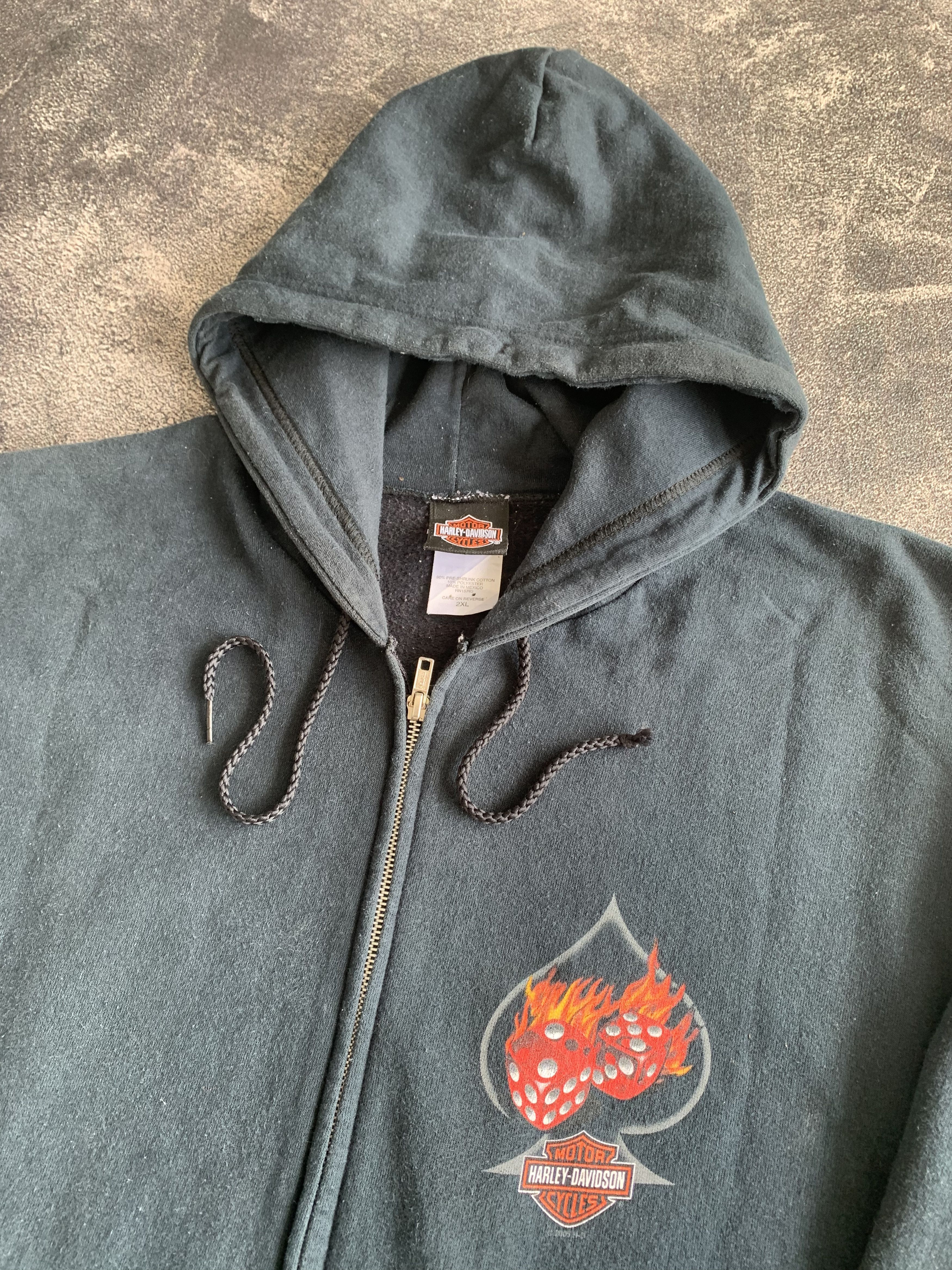 Harley Davidson 💎 Vintage Dice Cards Harley Davidson Zip Hoodie Size US XXL / EU 58 / 5 - 5 Thumbnail