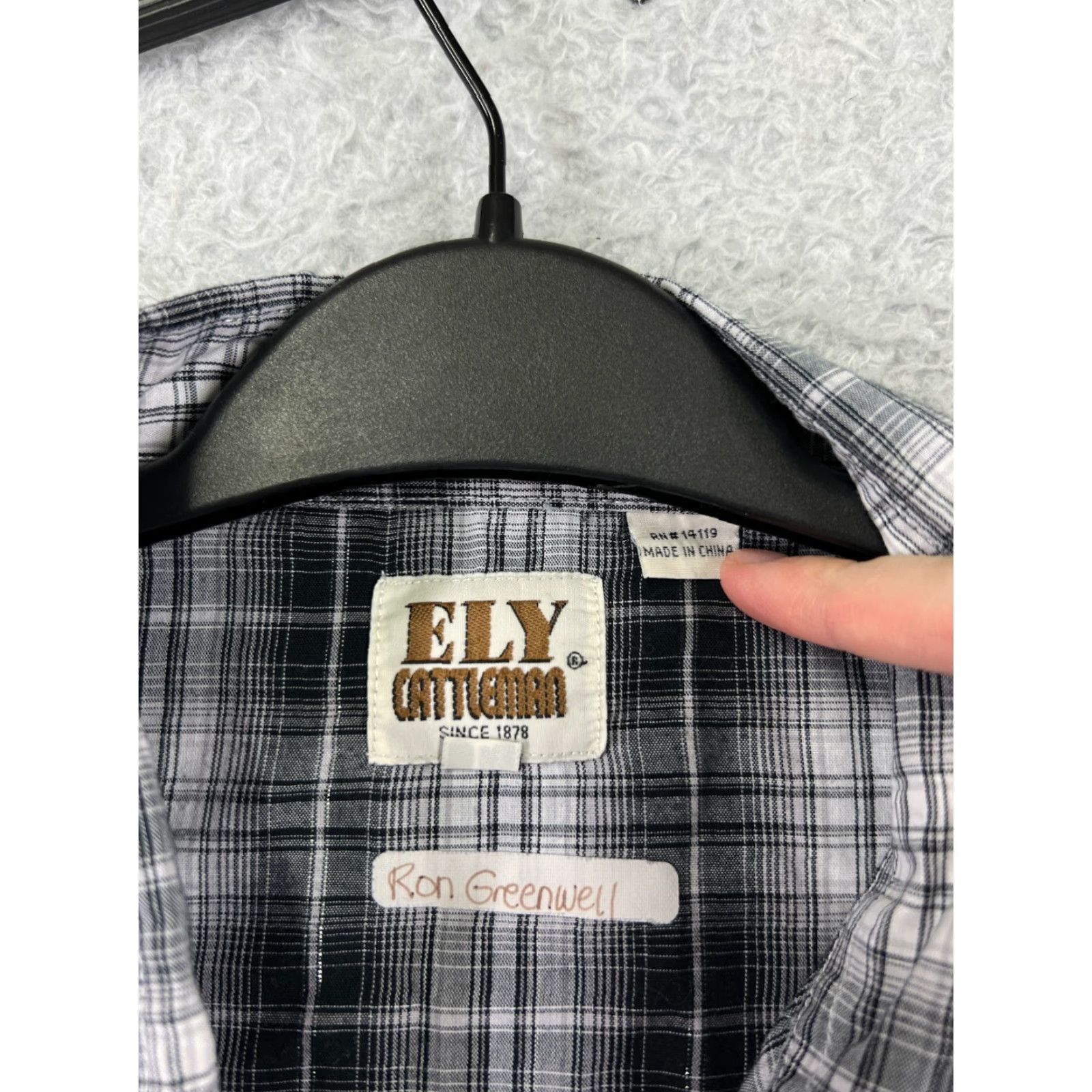 Vintage ELY Cattleman Shirt Mens Large Gray Plaid Western Pearl Snap Long Sleeve Size US L / EU 52-54 / 3 - 3 Thumbnail