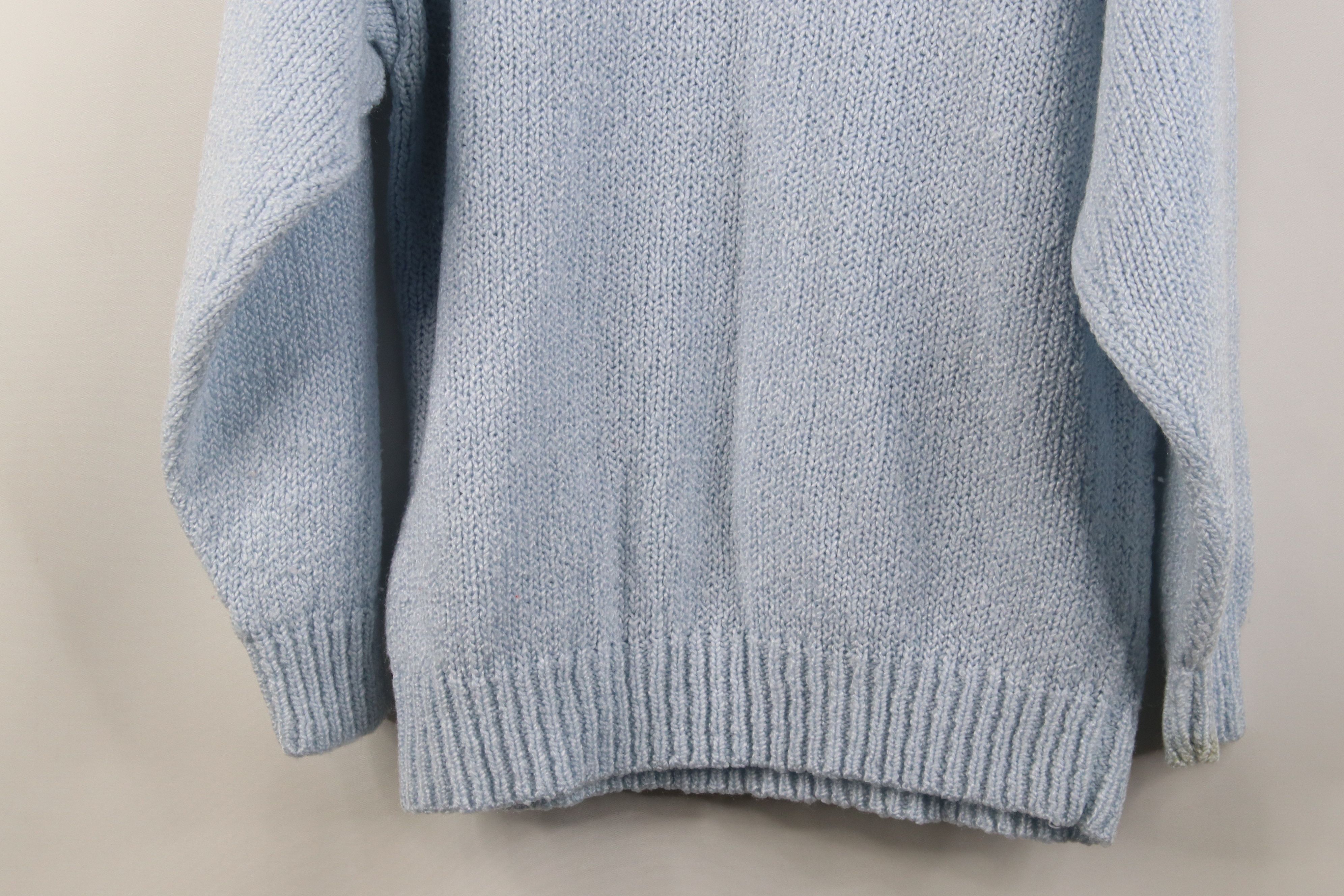 Vintage Vintage 90s Streetwear Ribbed Cable Knit Sweater Light Blue Size L / US 10 / IT 46 - 10 Thumbnail